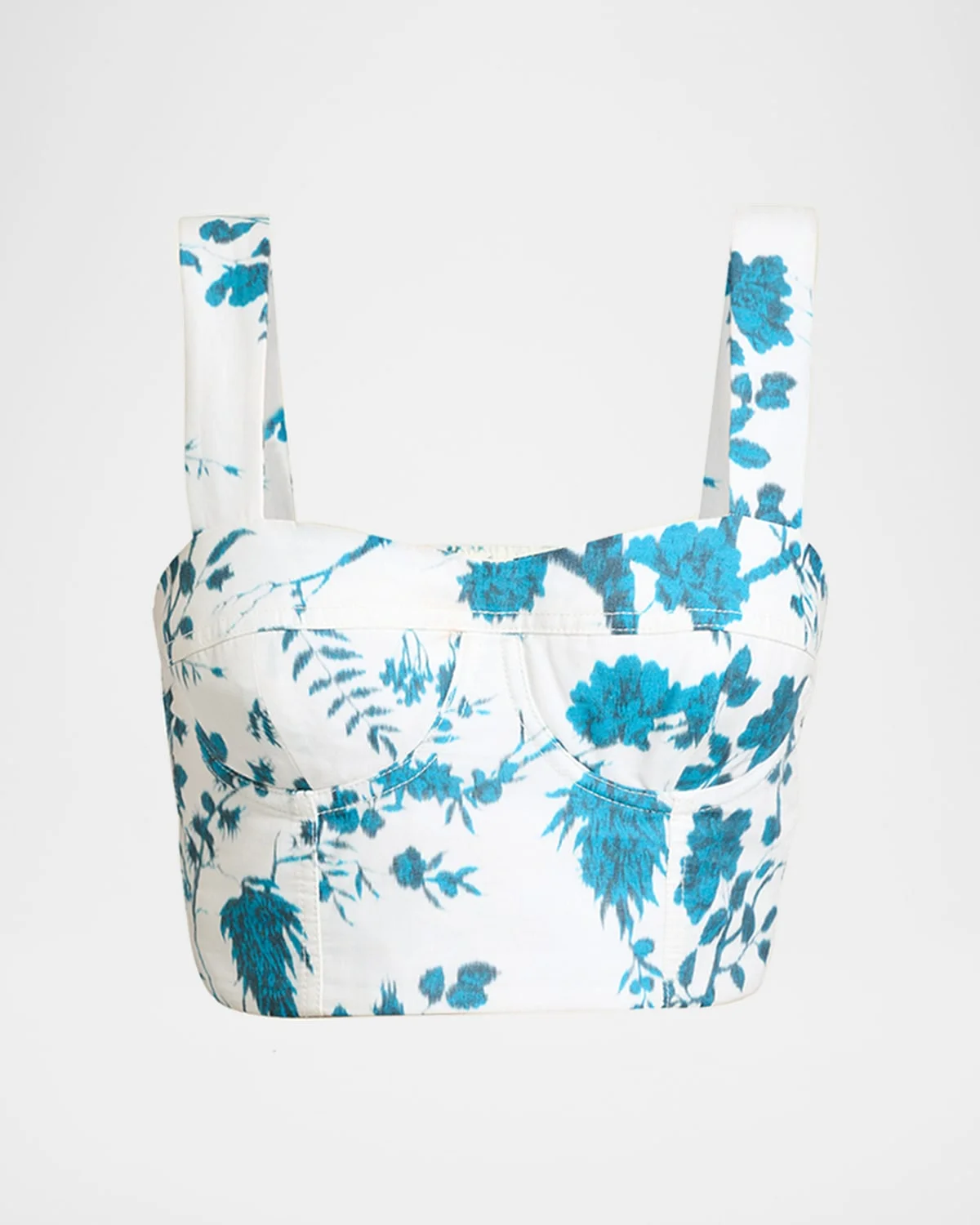 Floral-Print Cotton-Linen Bra Top - 1