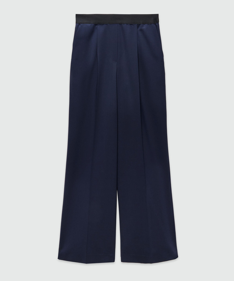 Wool palazzo pants with pleats 1