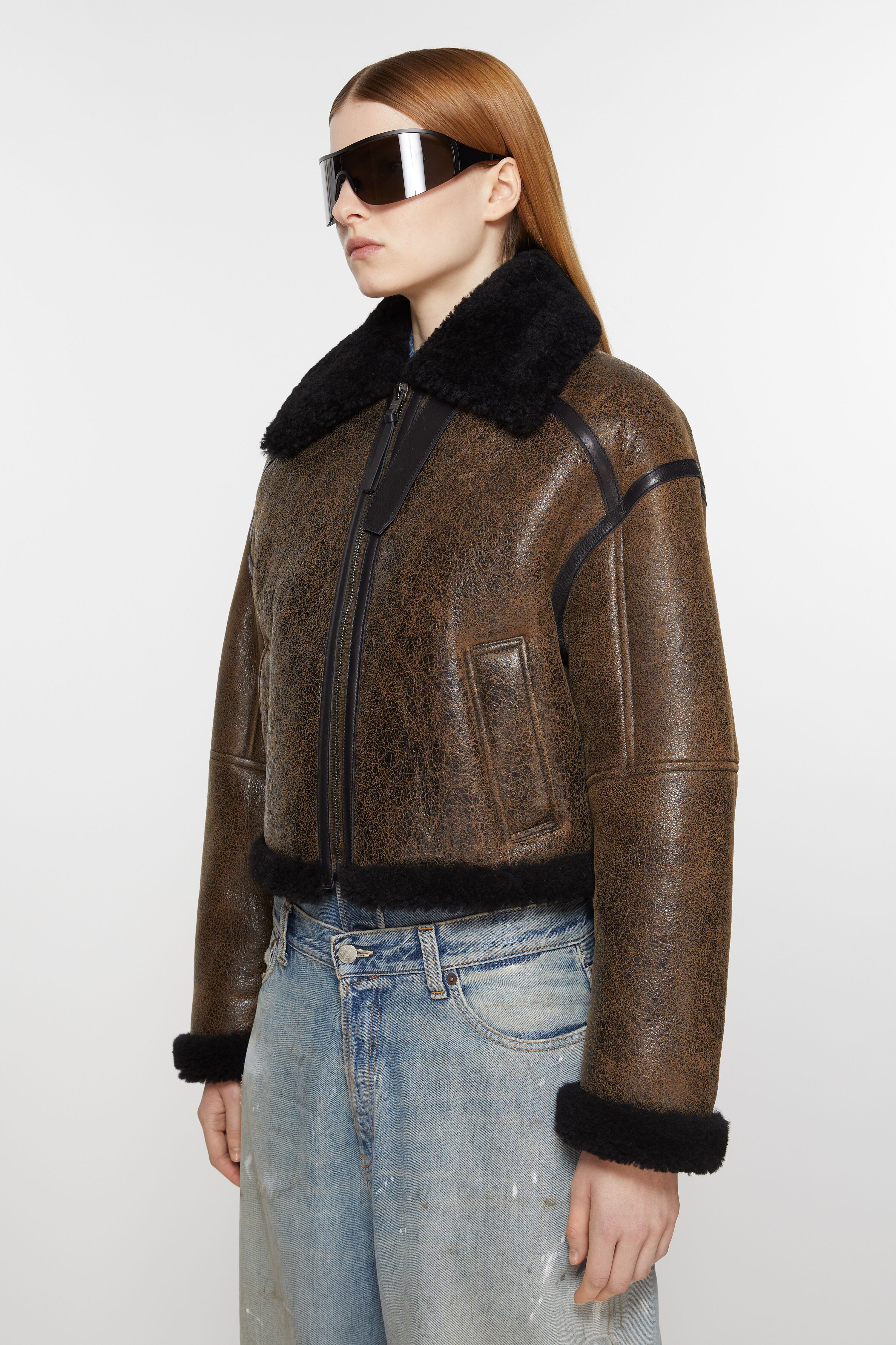 Shearling jacket - Dark brown/black - 3