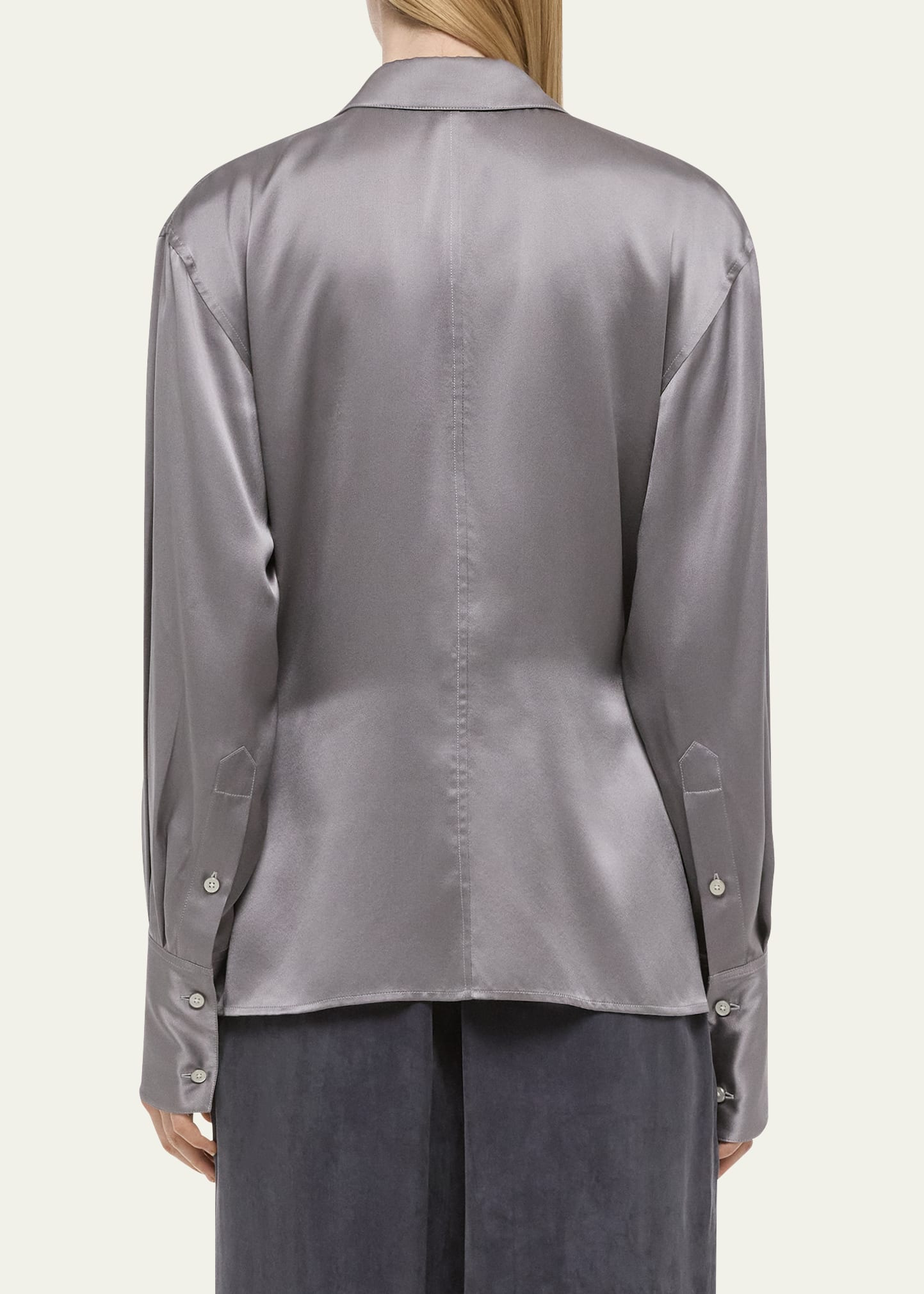 Relaxed Silk Wrap Shirt - 2