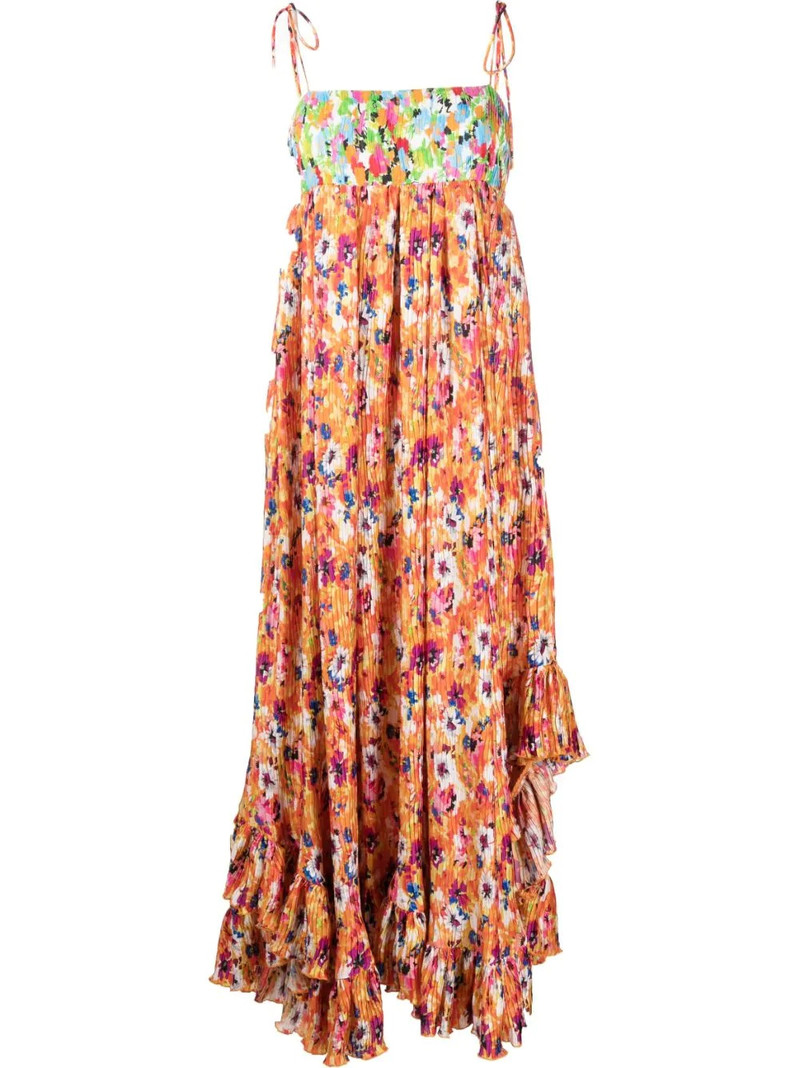 floral print pleated maxi dress 1