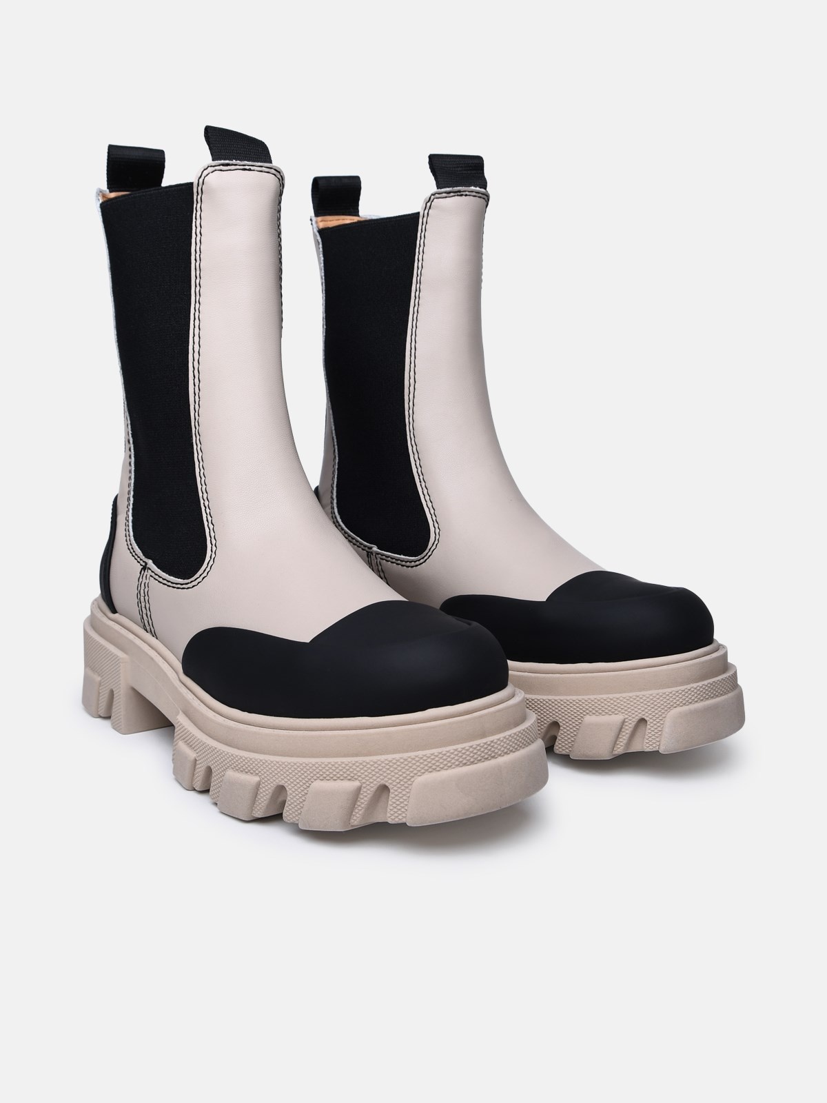 BEIGE LEATHER ANKLE BOOTS - 2