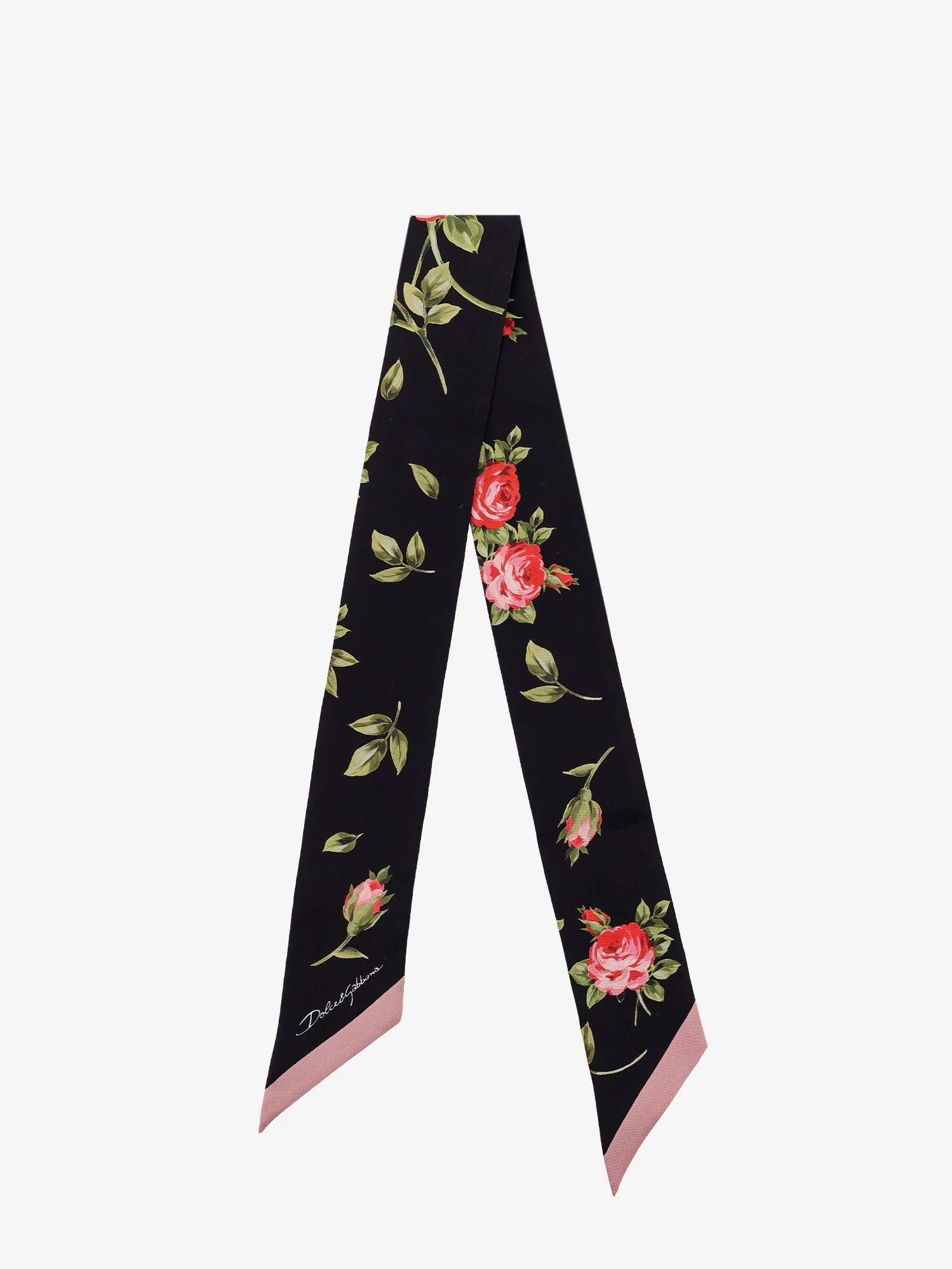 Dolce & Gabbana Silk Twill Bandeau With Bouquet Rose Print - 1