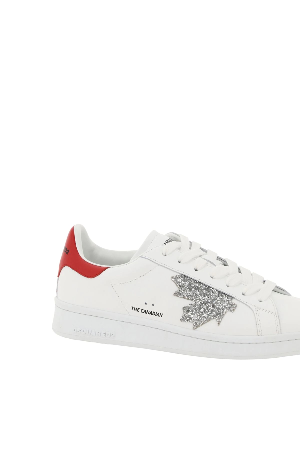 LEATHER SNEAKERS WITH GLITTERED D2 LEAF - 4