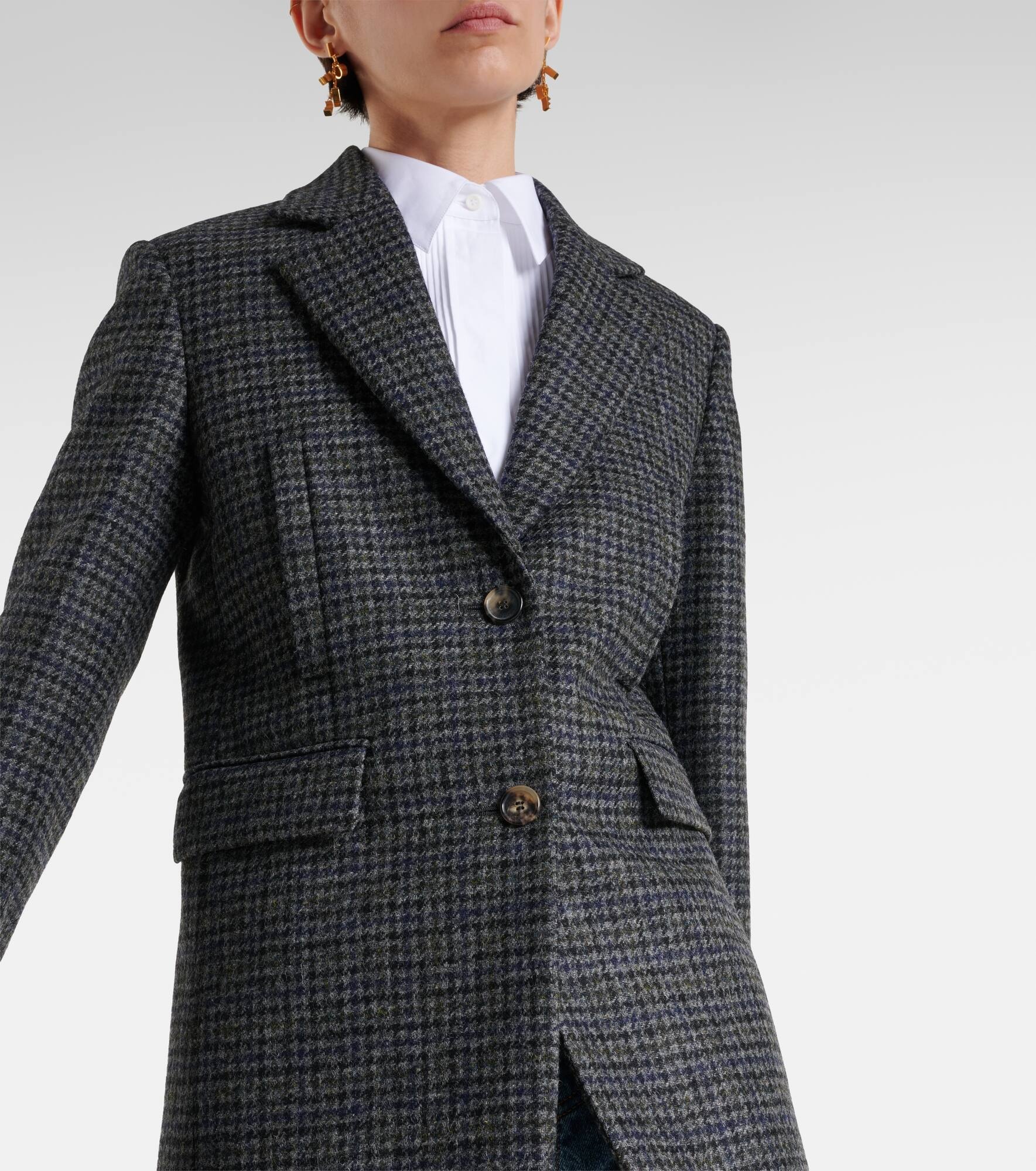 Houndstooth wool blazer - 5