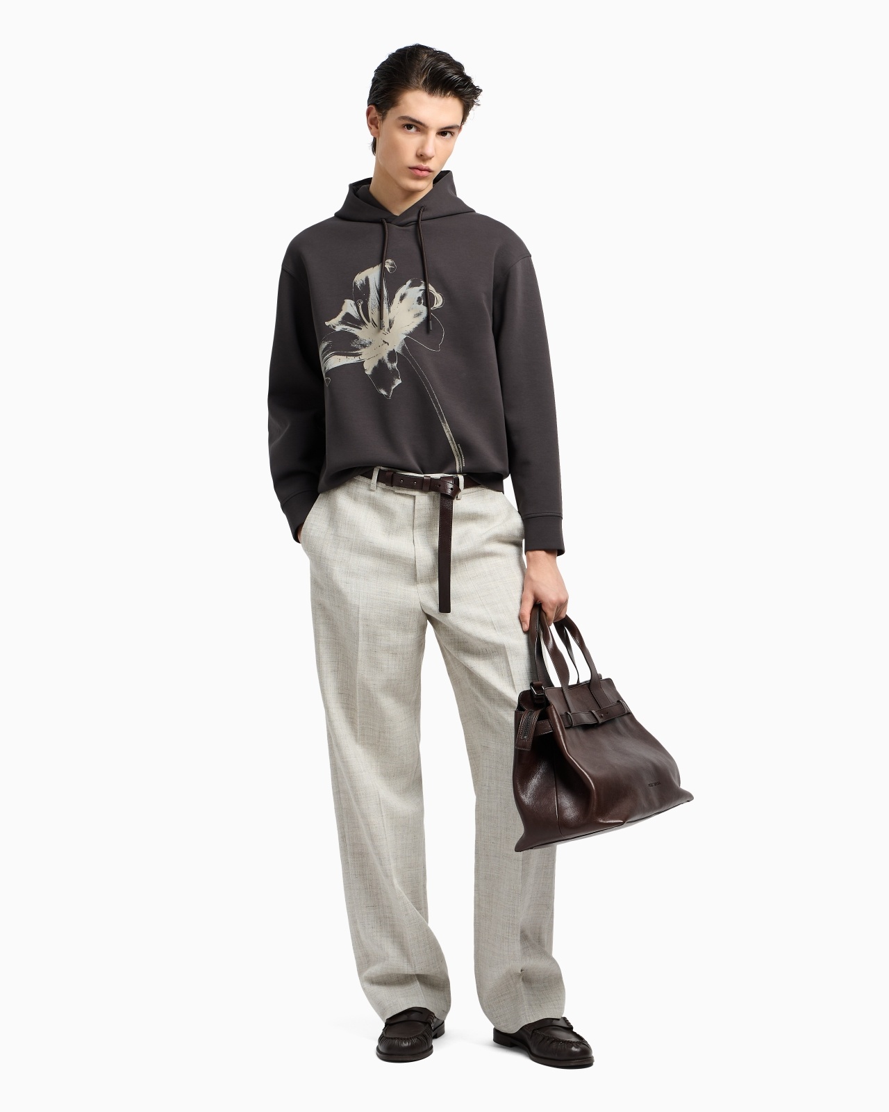 LOOSE-FIT HOODED SWEATSHIRT IN DOUBLE JERSEY WITH AN OVERSIZED LILY PRINT - 4
