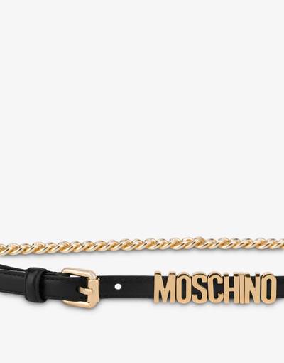 Moschino LETTERING LOGO CALFSKIN AND CHAIN BELT outlook