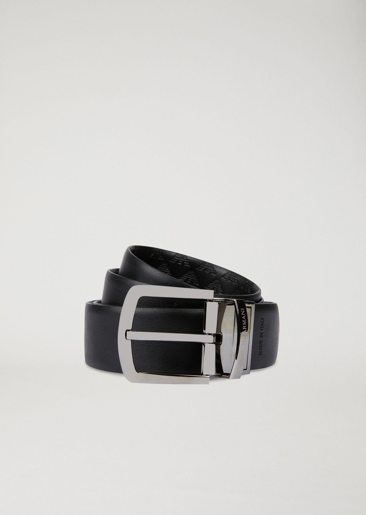 Reversible leather belt with all-over monogram - 4