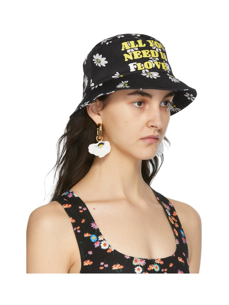 rabanne SSENSE Exclusive Black Daisy Bucket Hat outlook