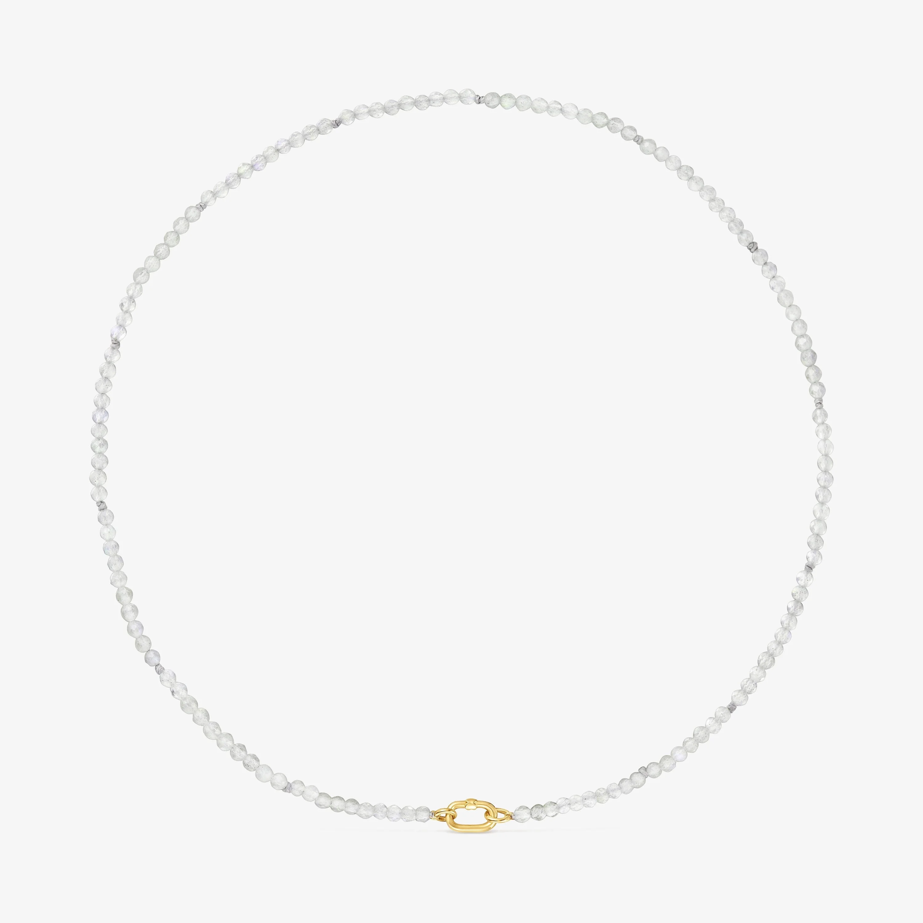 Short 18K solid gold and labradorite Necklace Hold Oval - 1