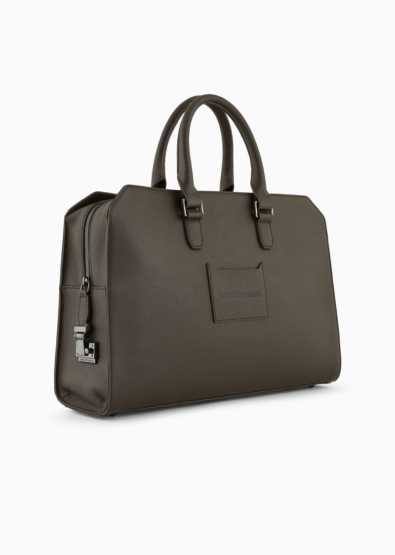 EMPORIO ARMANI Business bag in tumbled leather outlook