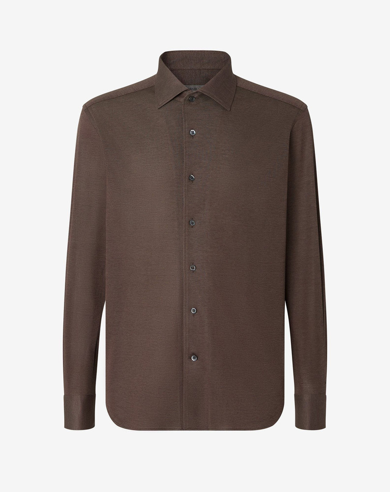 Brown cotton jersey shirt 1