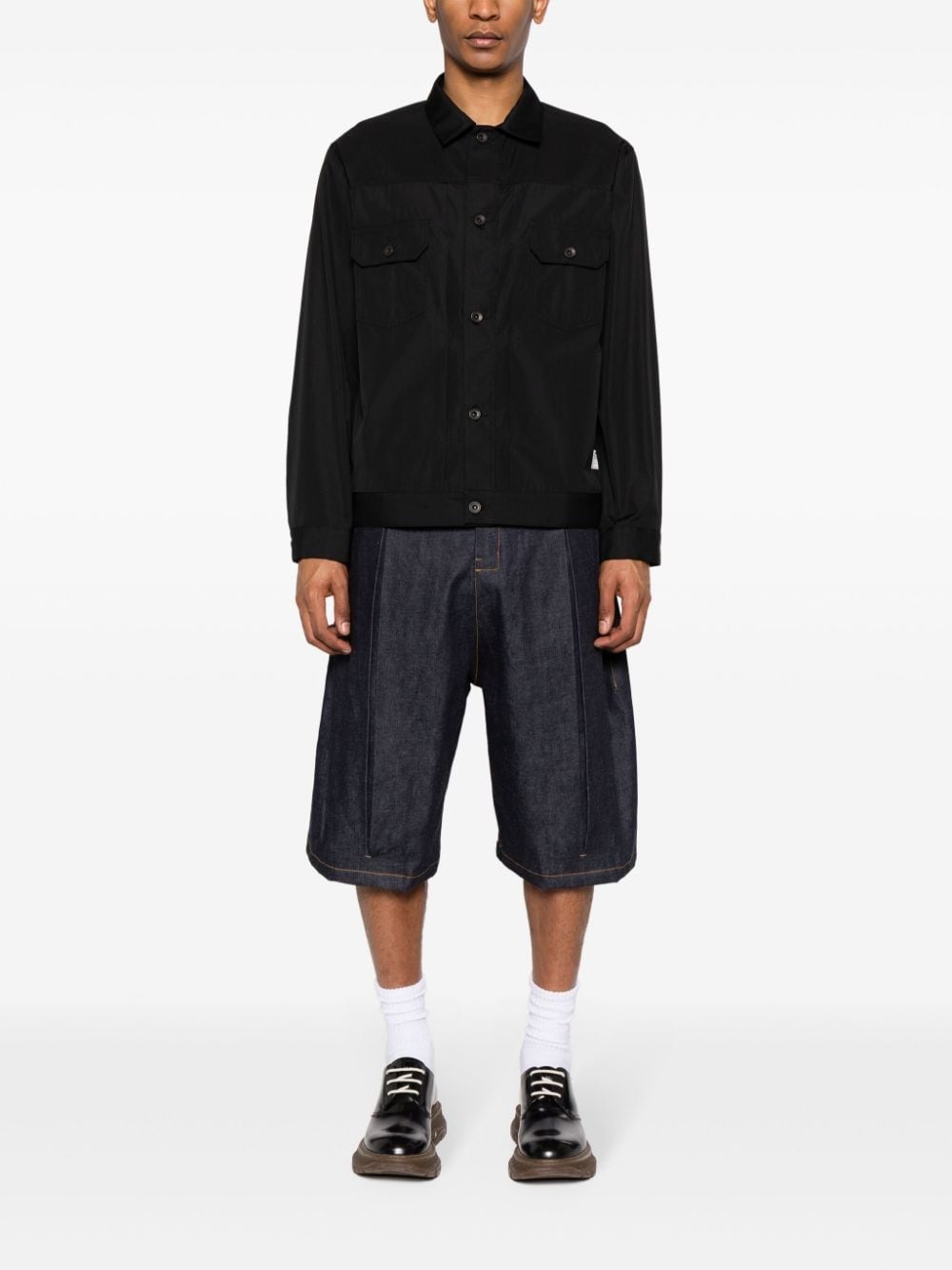poplin-texture shirt jacket - 2