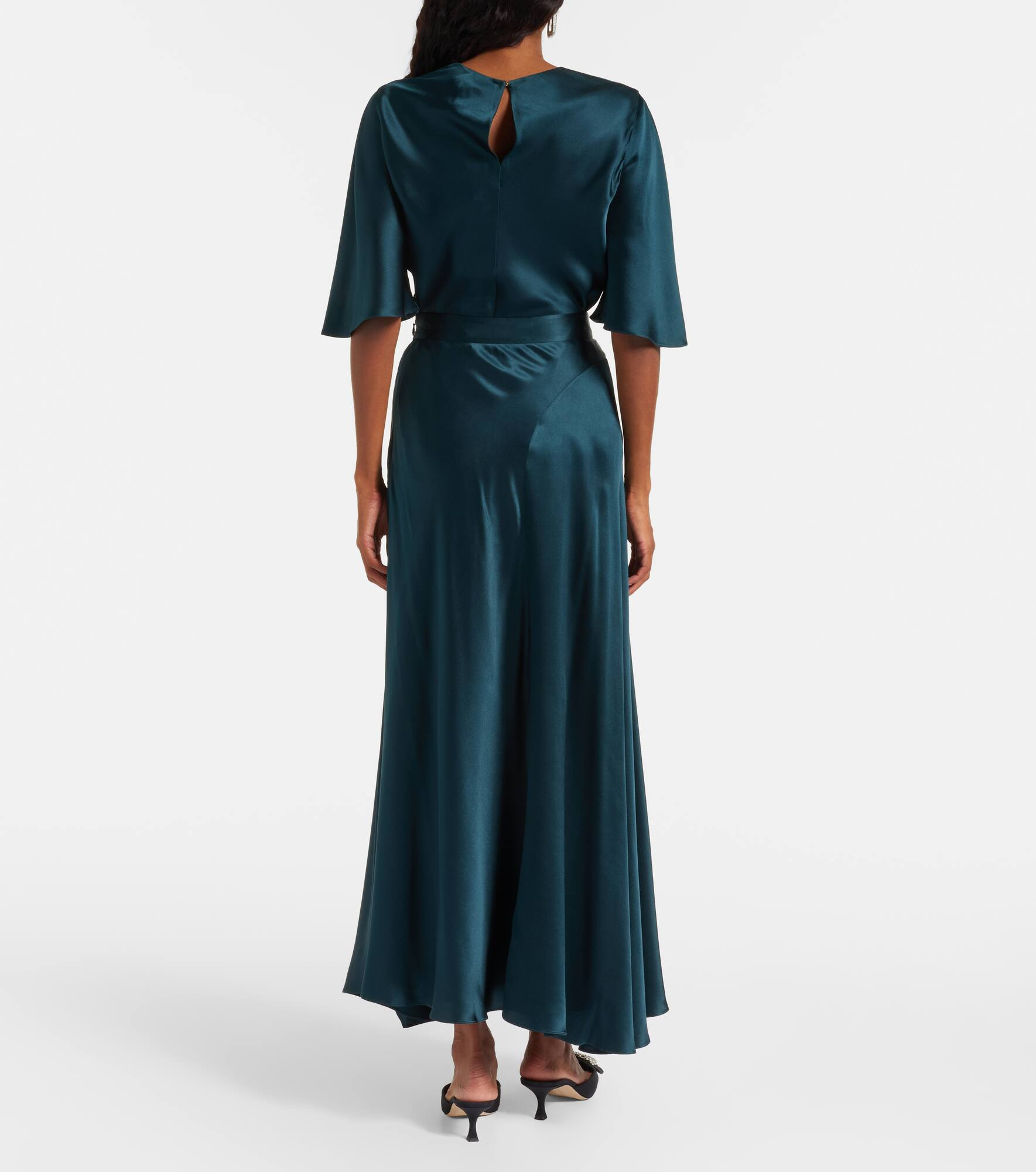 Asha asymmetric silk satin maxi skirt - 3