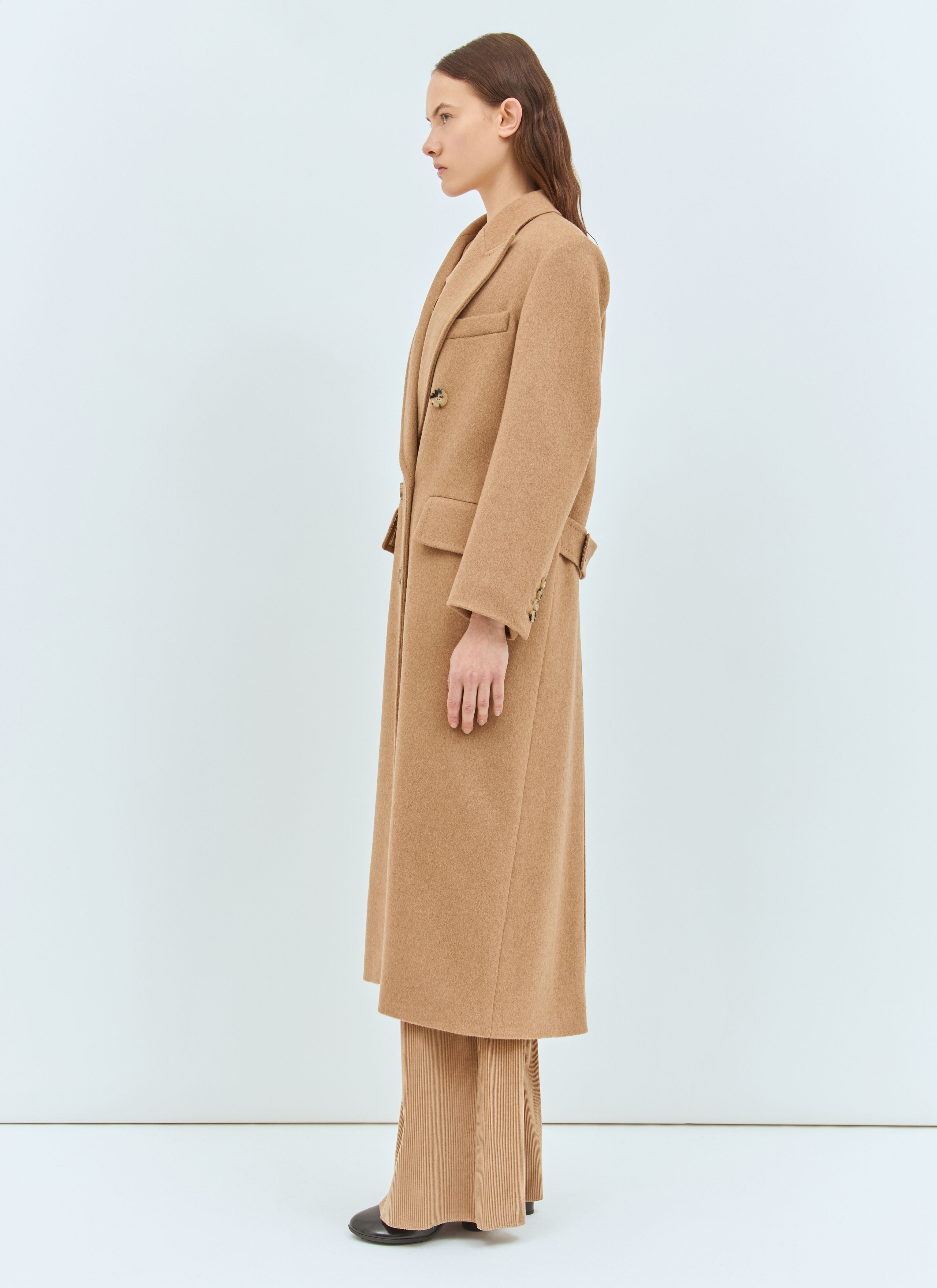 Double-Breasted Camel Coat - 4