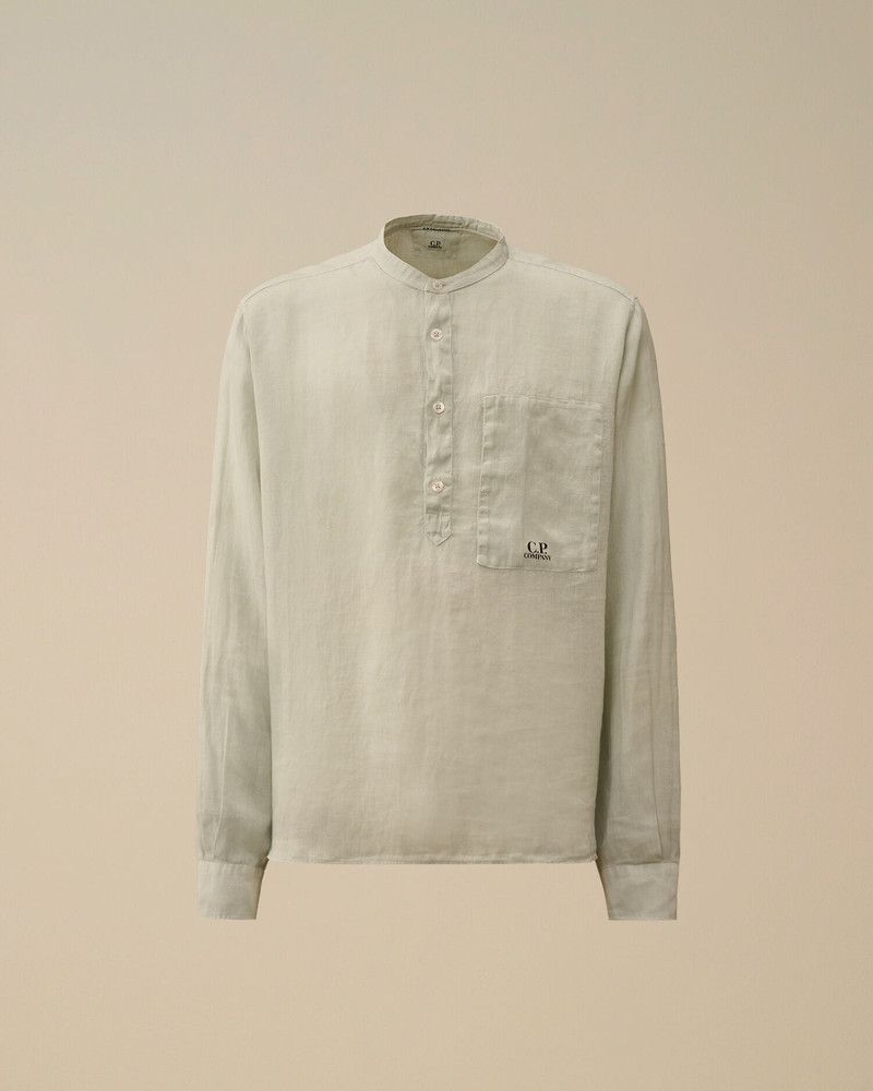 Linen Banded Collar Shirt 1