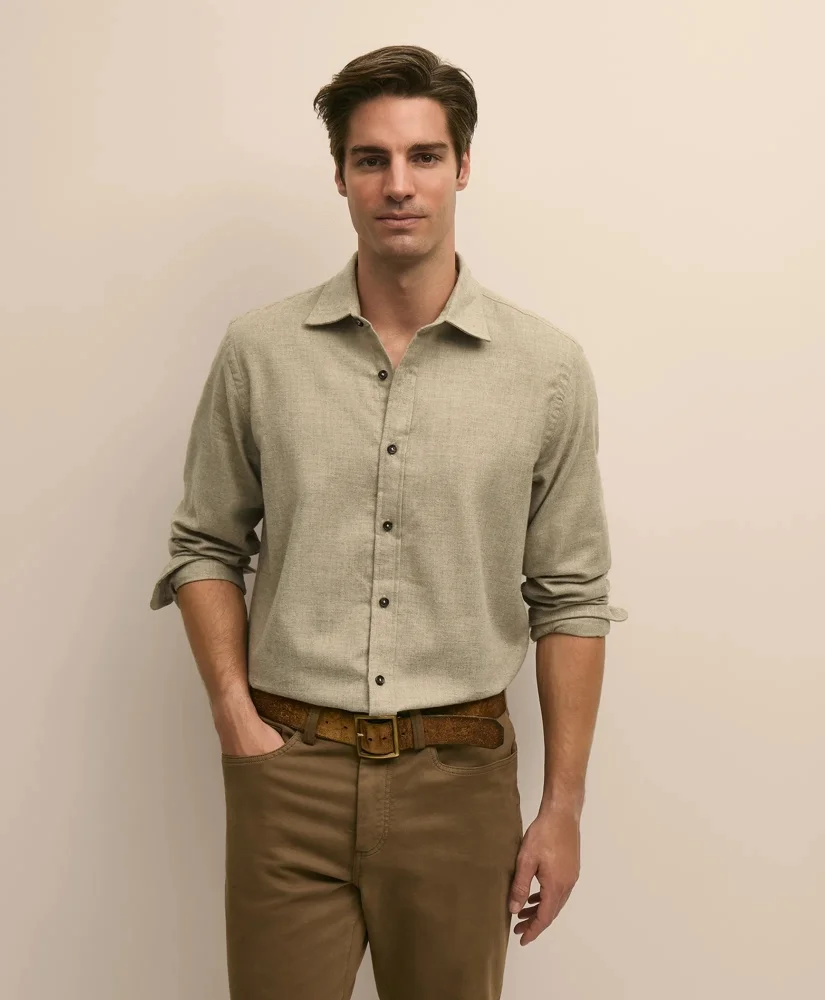Cotton-Brushed Wool Sport Shirt - 1