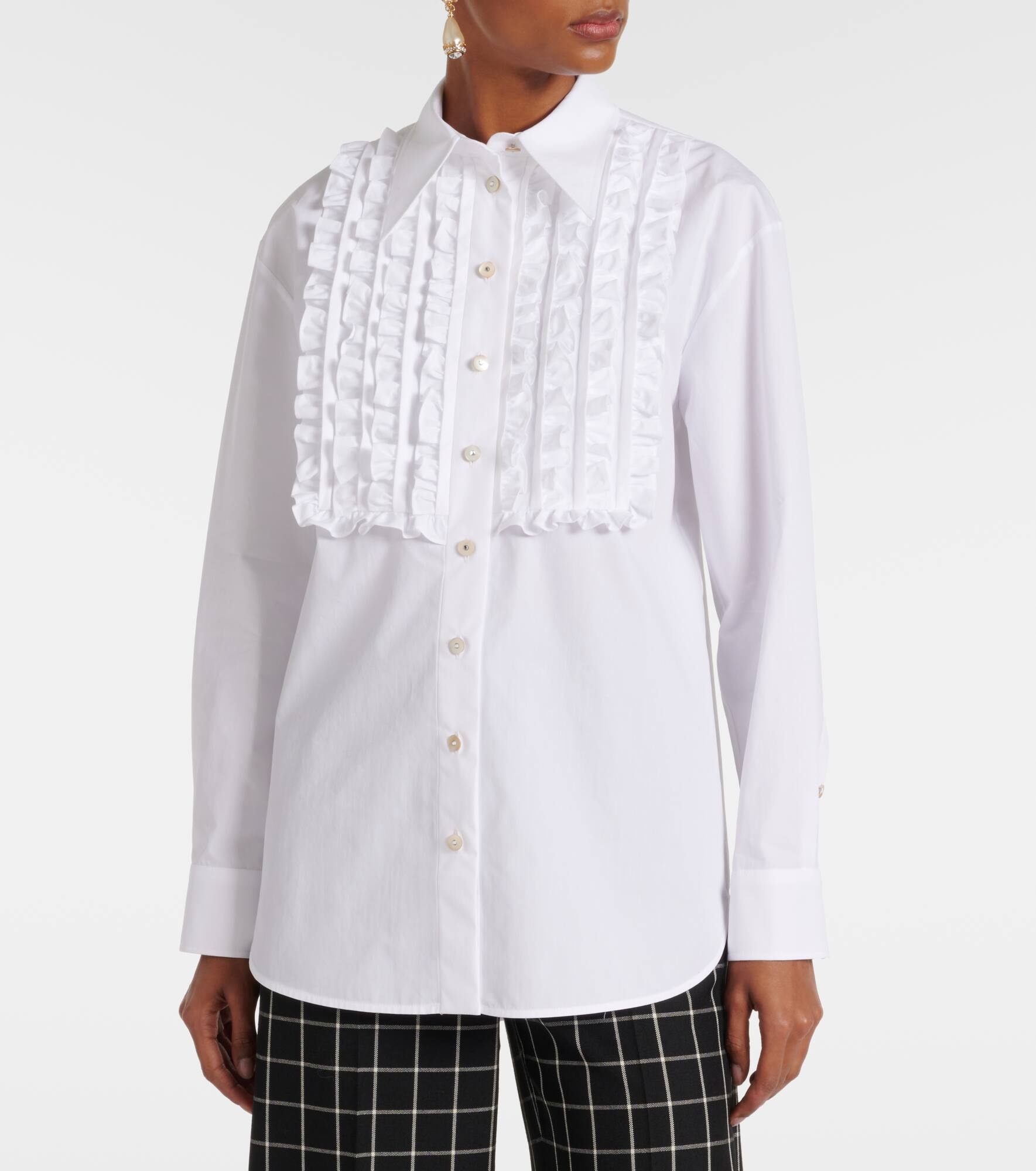 Ruffled cotton poplin shirt - 6
