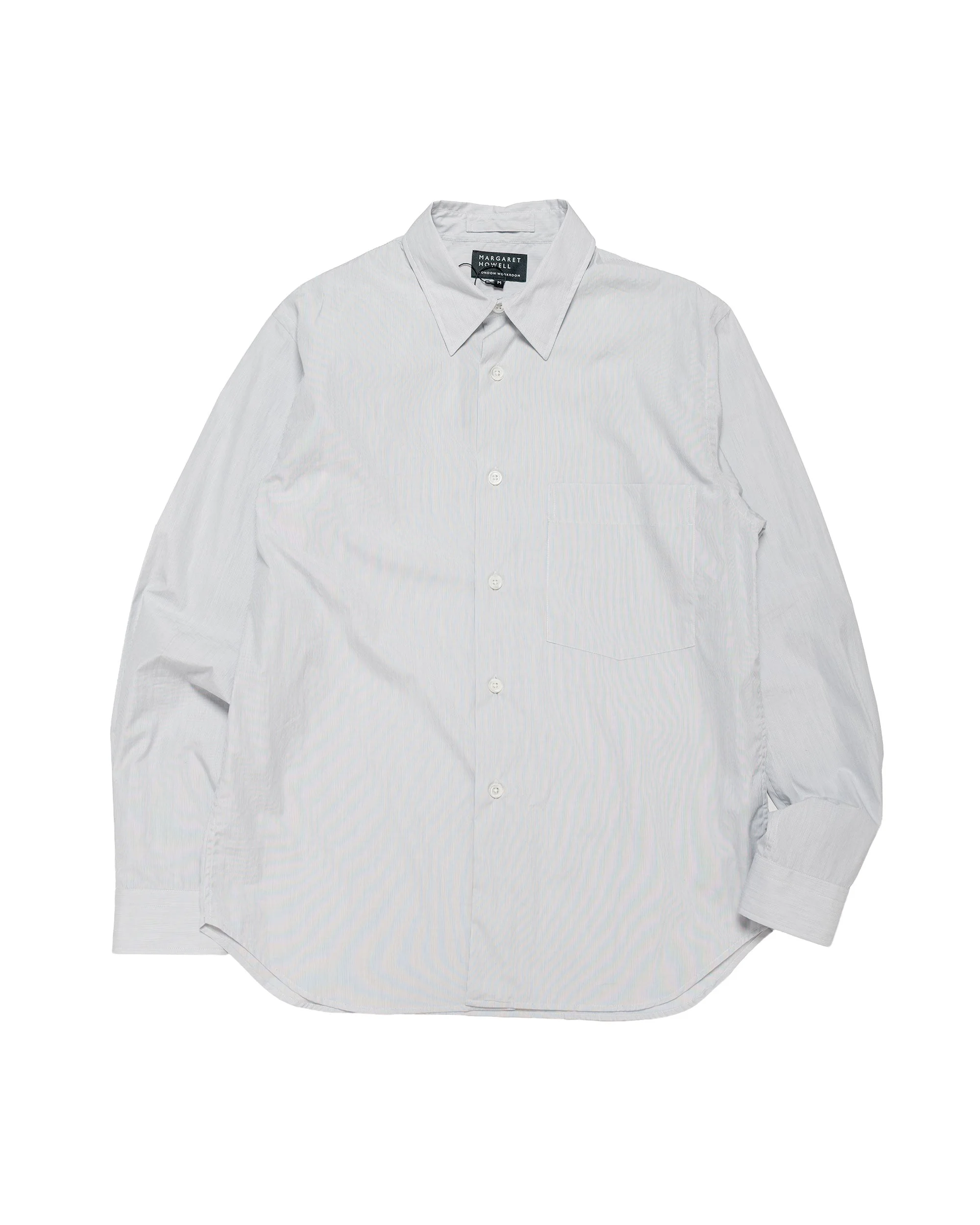 Basic Shirt Cotton Micro Stripe White/Navy - 1