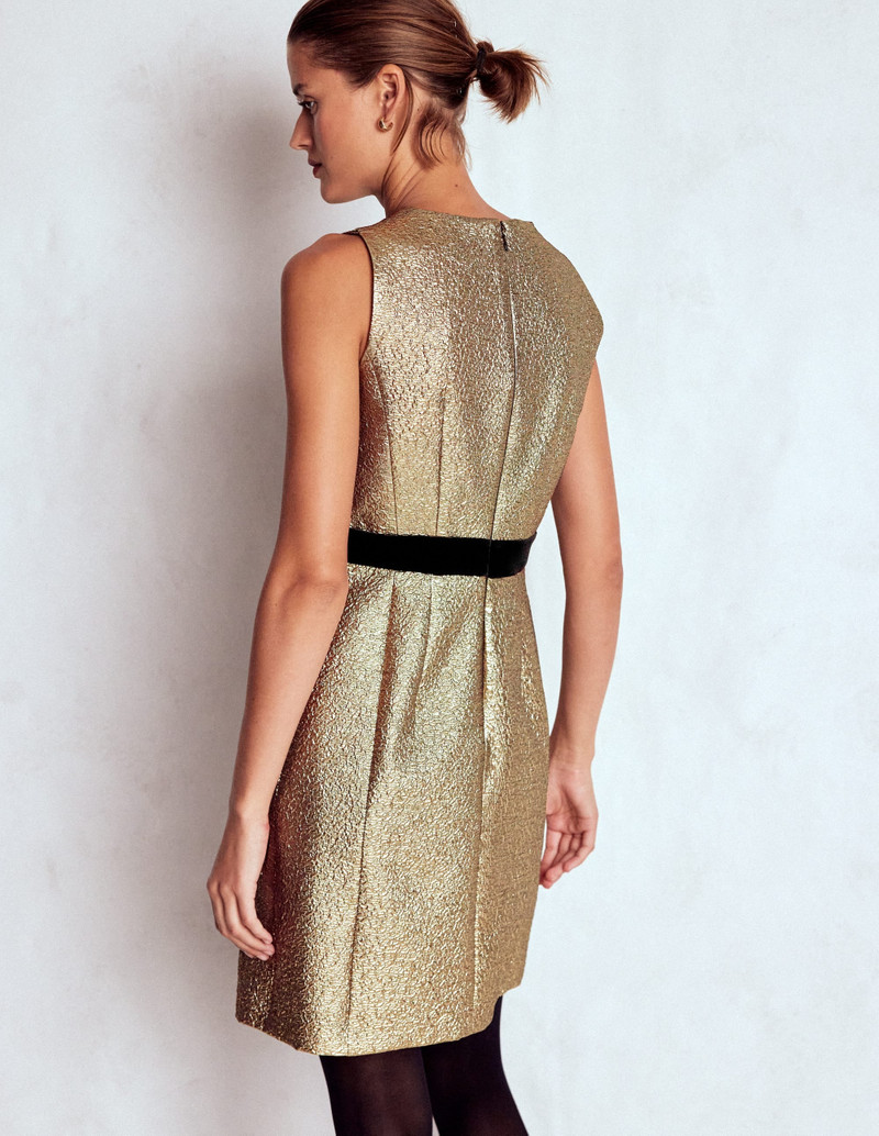 Gold Metallic Shift Dress-Gold Metallic 4