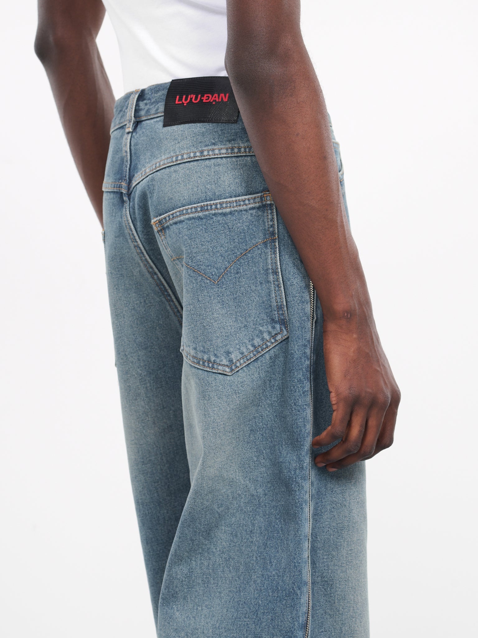 Side Zip Denim Jeans - 5