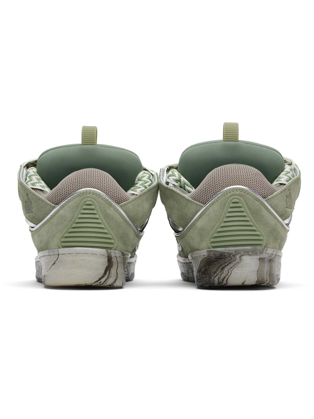 Khaki Leather Curb Marbled Sole Sneakers - 2