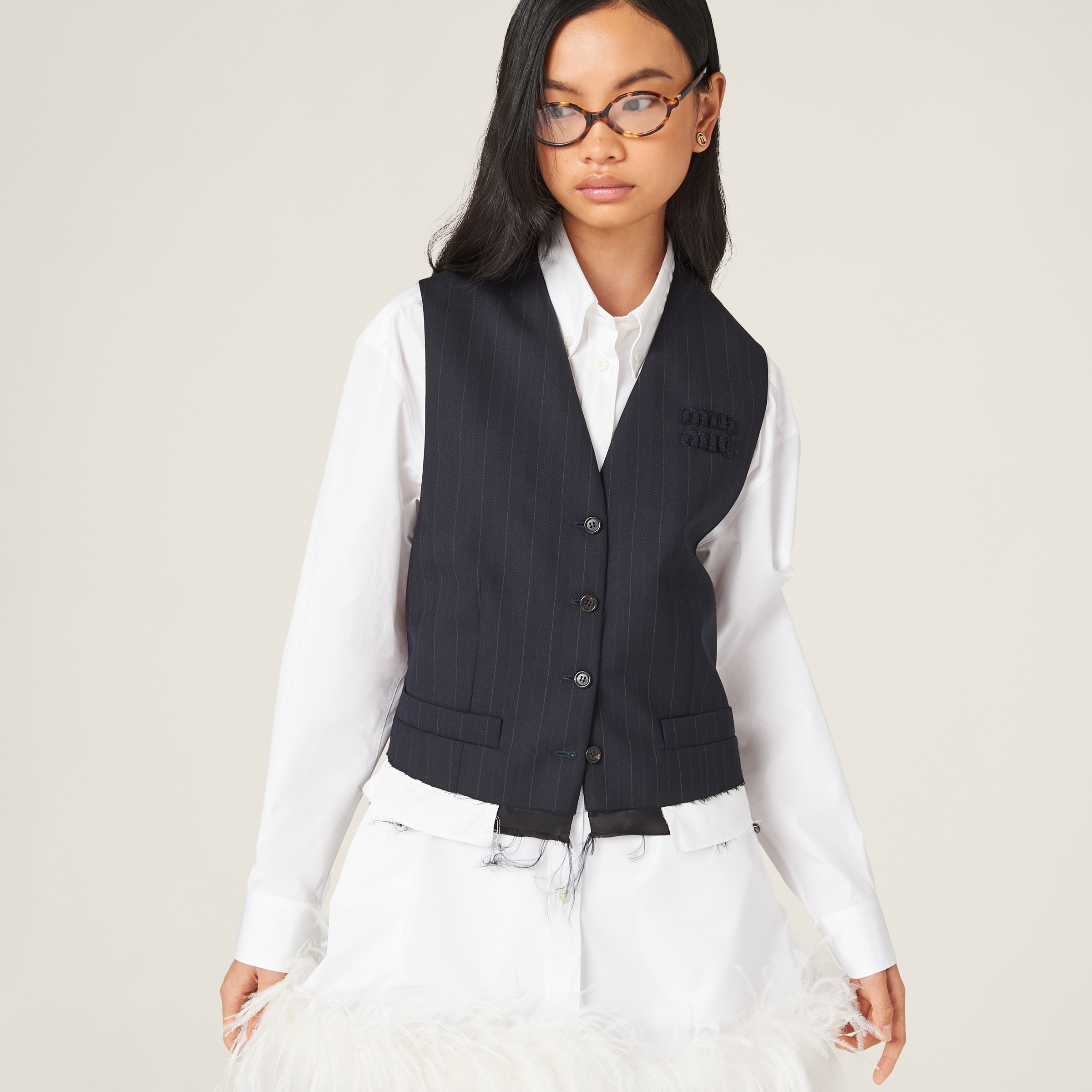 Single-breasted pinstriped vest - 4