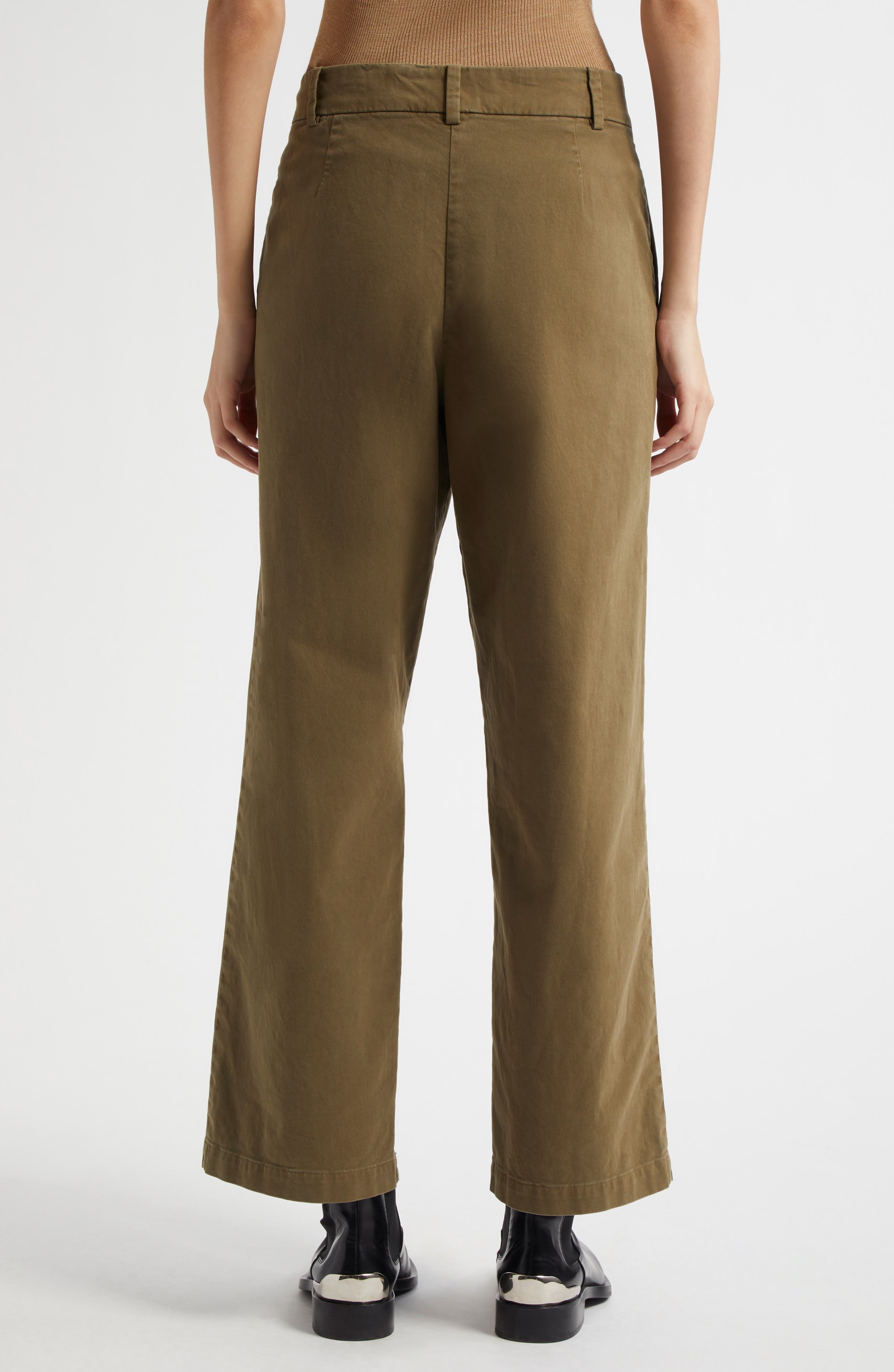 Nili Lotan Nohan Stretch Cotton Ankle Pants in Military Green at Nordstrom - 3