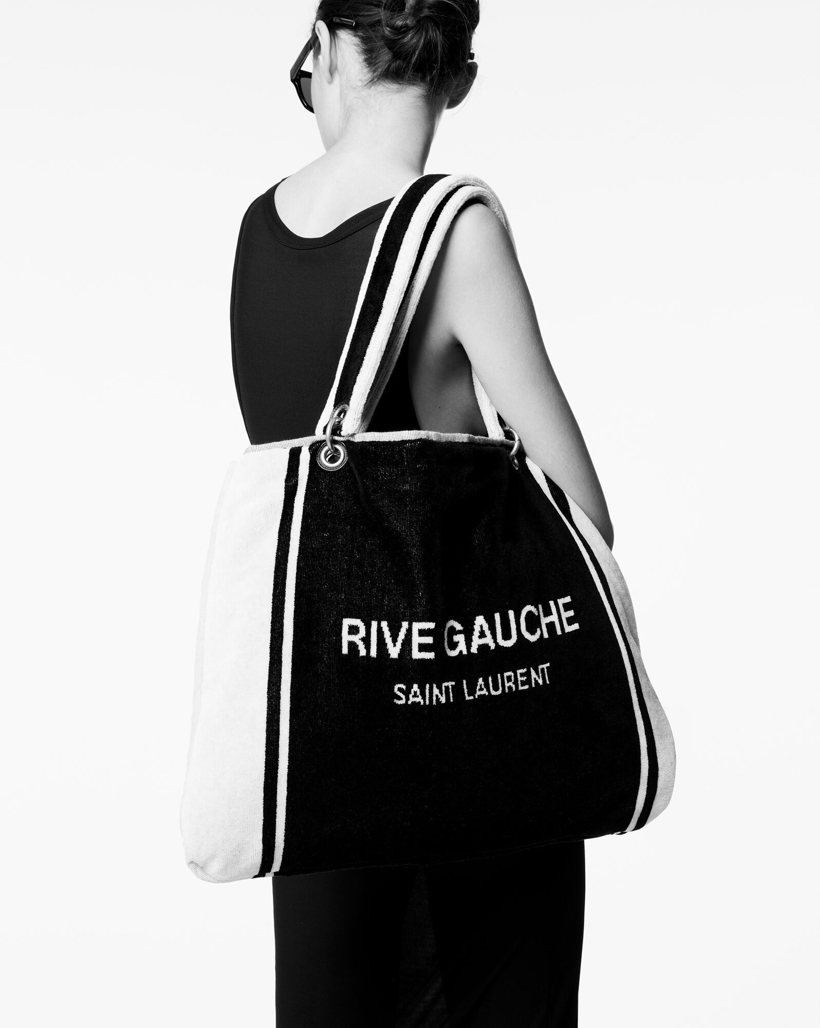 rive gauche towel tote bag in terry cloth - 2