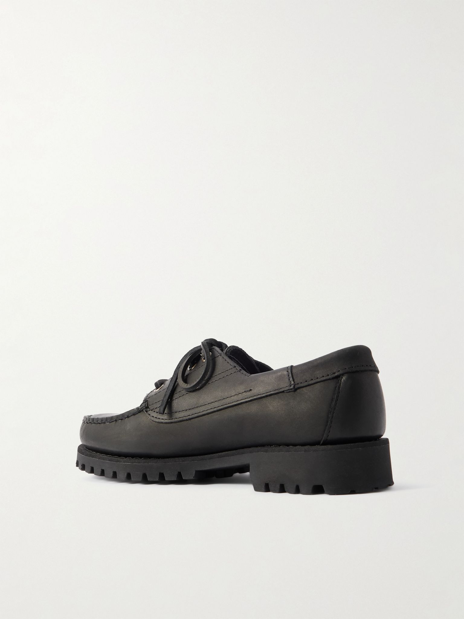Askook Leather Boat Shoes Black - 4