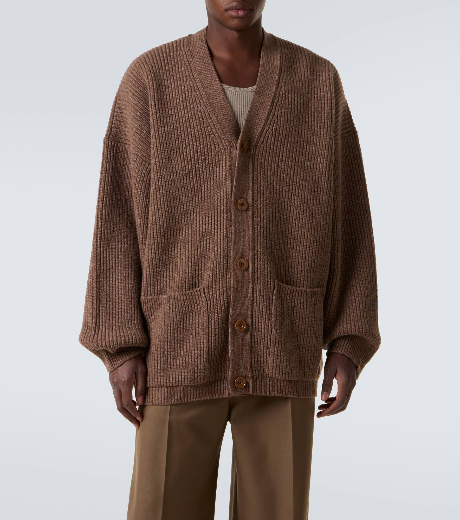 Oversized ribbed-knit wool cardigan - 3