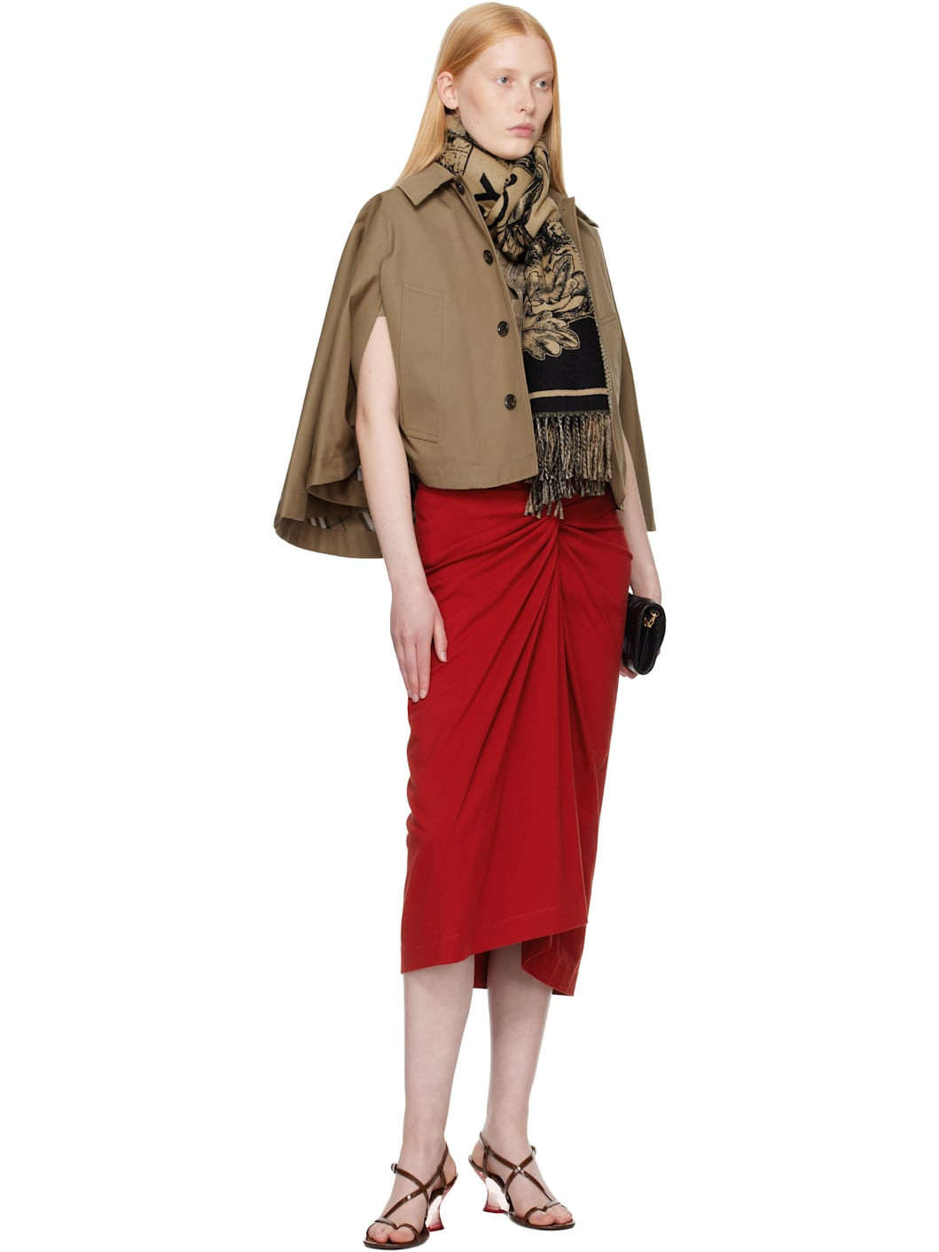 Beige Wide Reversible EKD Cashmere Scarf - 3