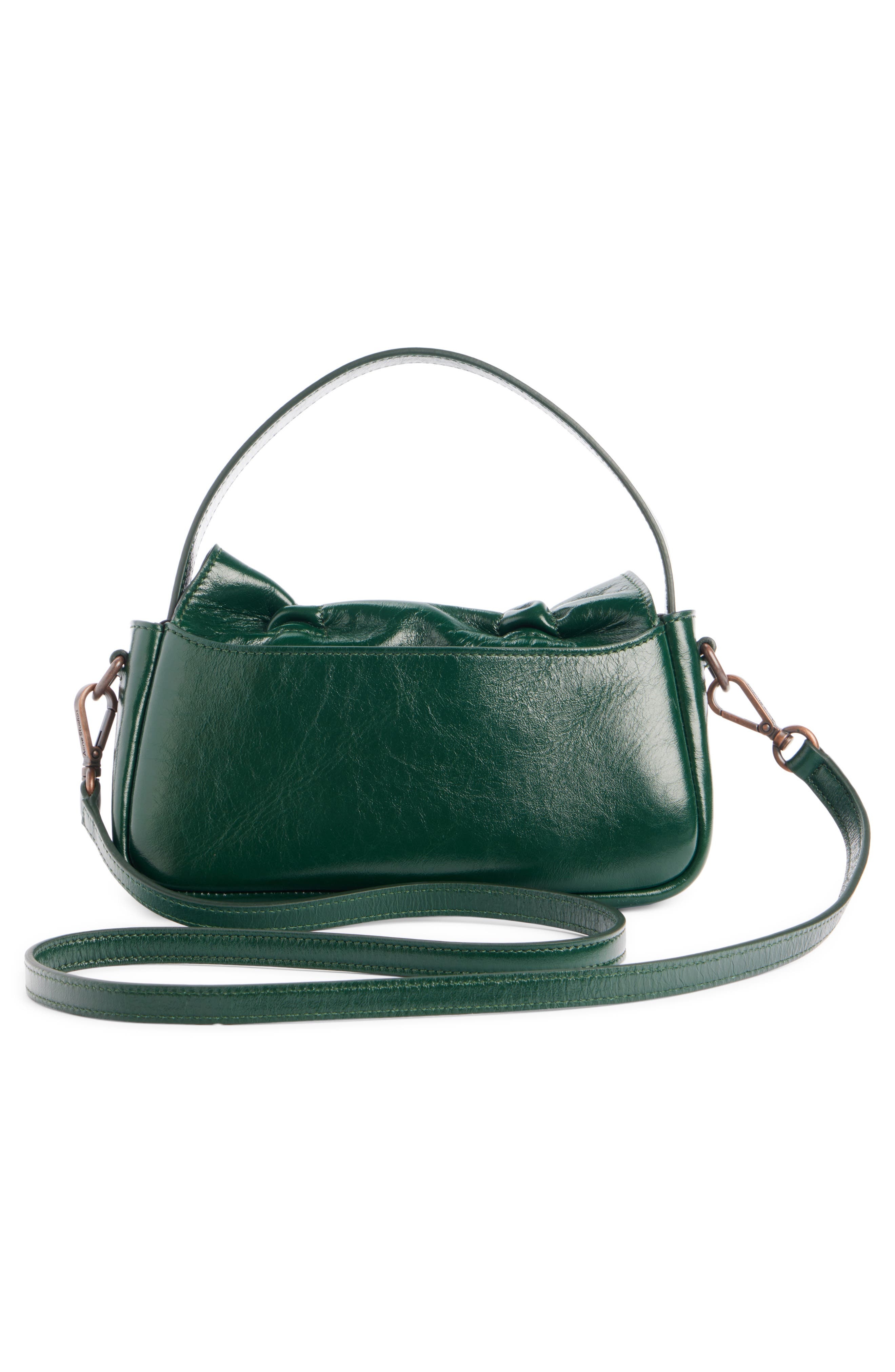 Acne Studios Micro Multipocket Crinkled Leather Handbag in Dark Green at Nordstrom - 3