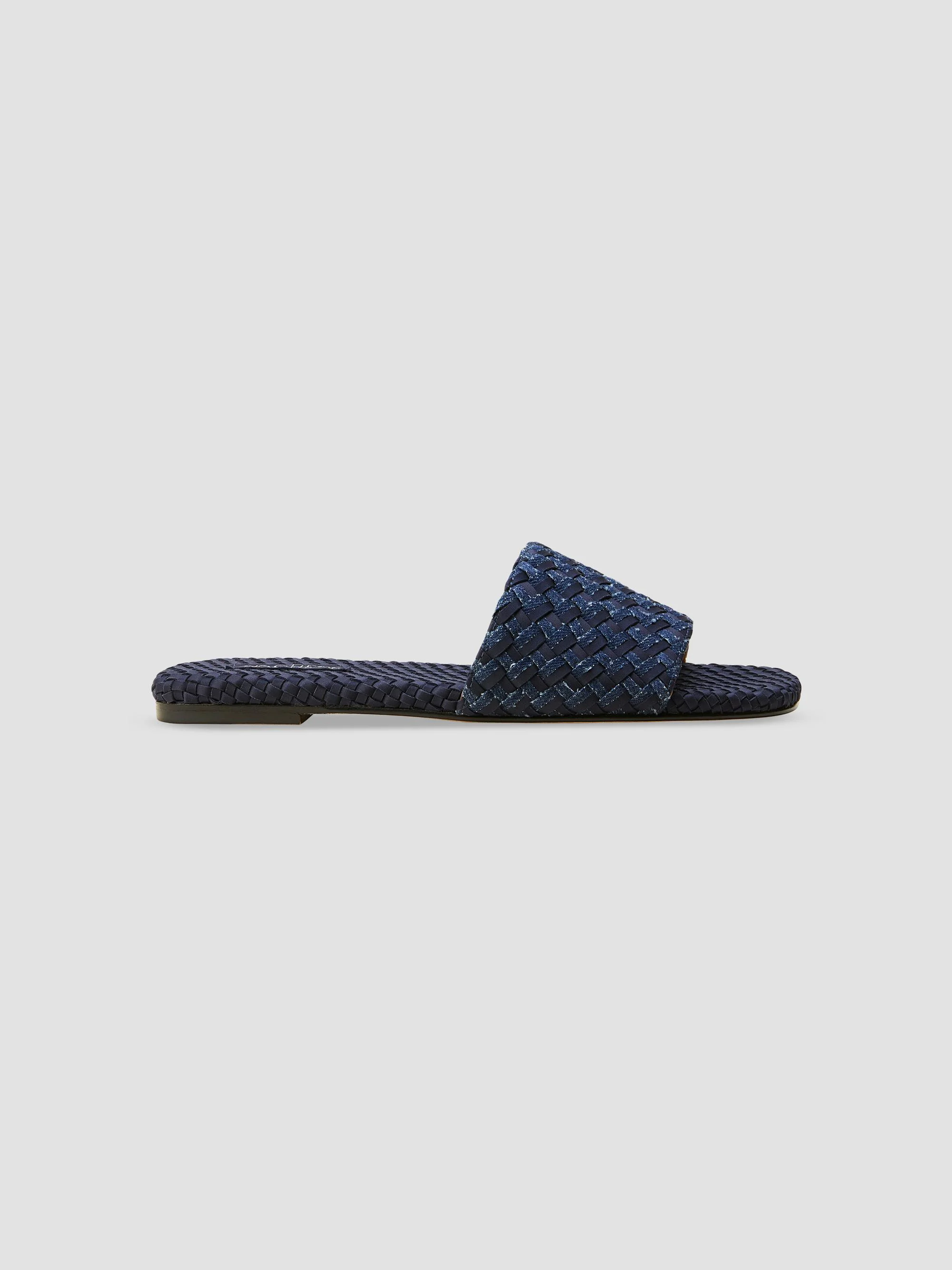 Women's St. Barths Double Weave Denim Slide Sandals - Indigo - 1