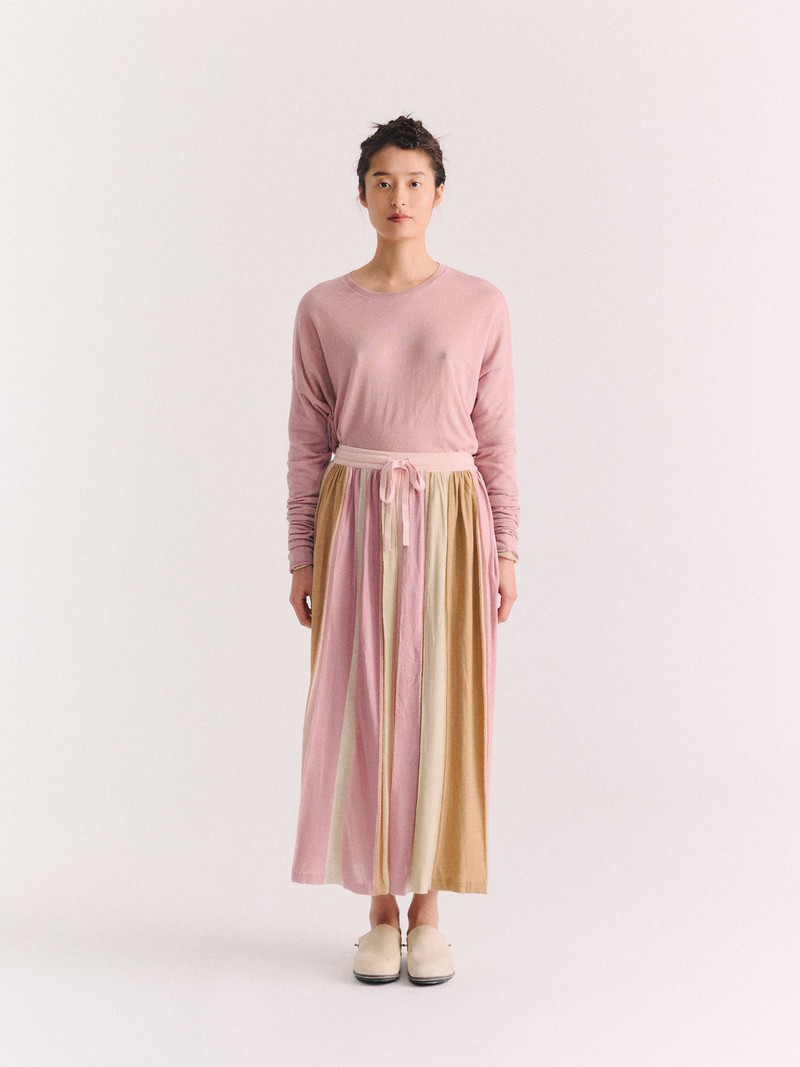 CASEY/CASEY SKIRT - STRIPE PATCHWORK - PINK/BEIGE STRIPES outlook