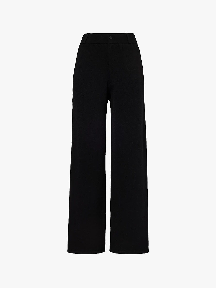 Straight-leg mid-rise cashmere-blend trousers - 1