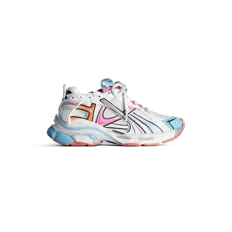 Women's Runner Sneaker in White/blue/pink/orange - 1
