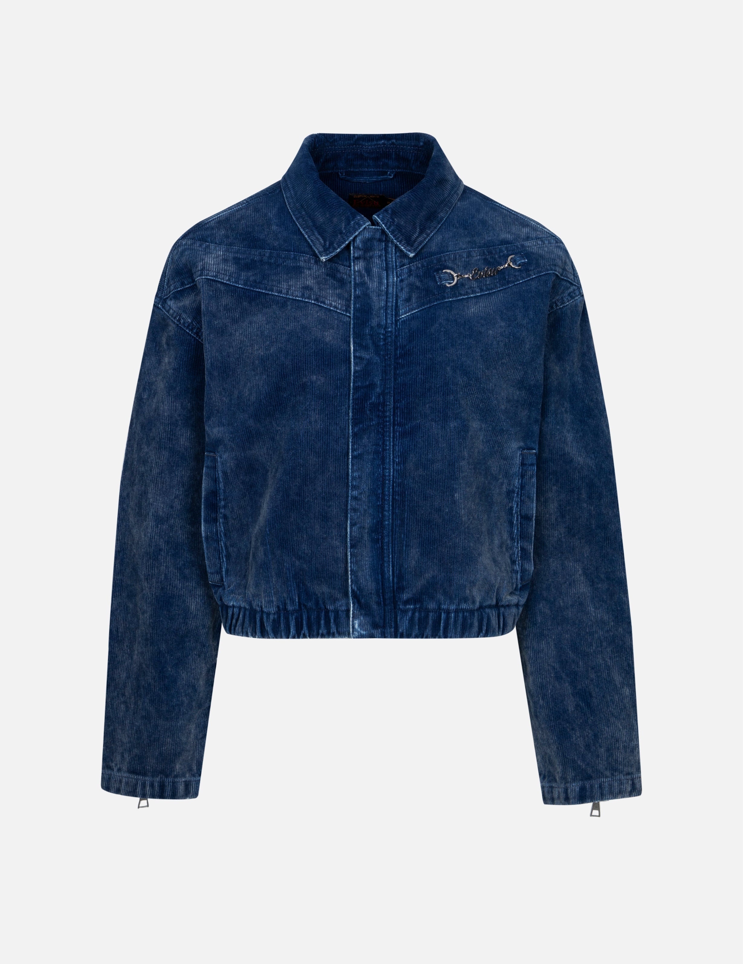Logo Embroidery Fashion Fit Washed Corduroy Denim Jacket - 2