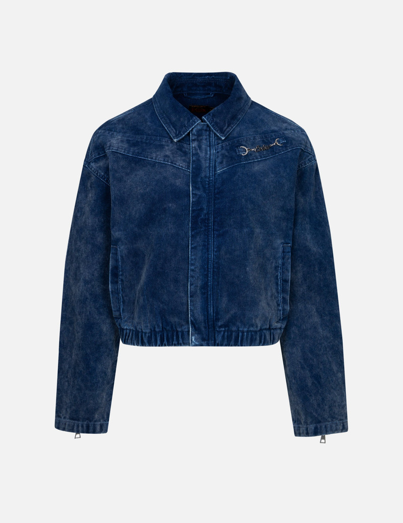 EVISU Logo Embroidery Fashion Fit Washed Corduroy Denim Jacket outlook