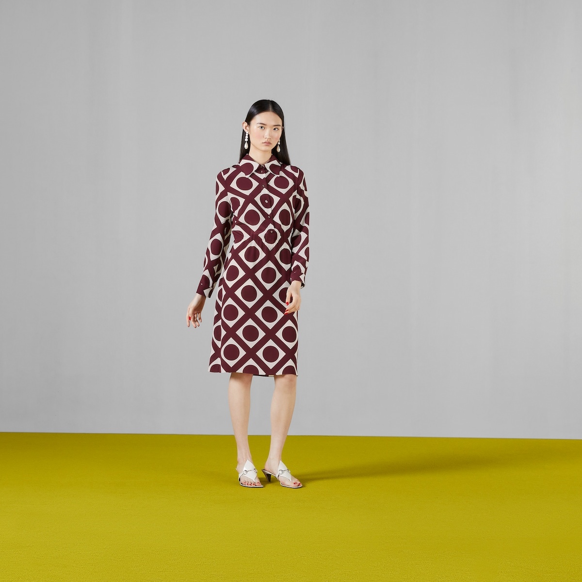Optical print silk dress - 5