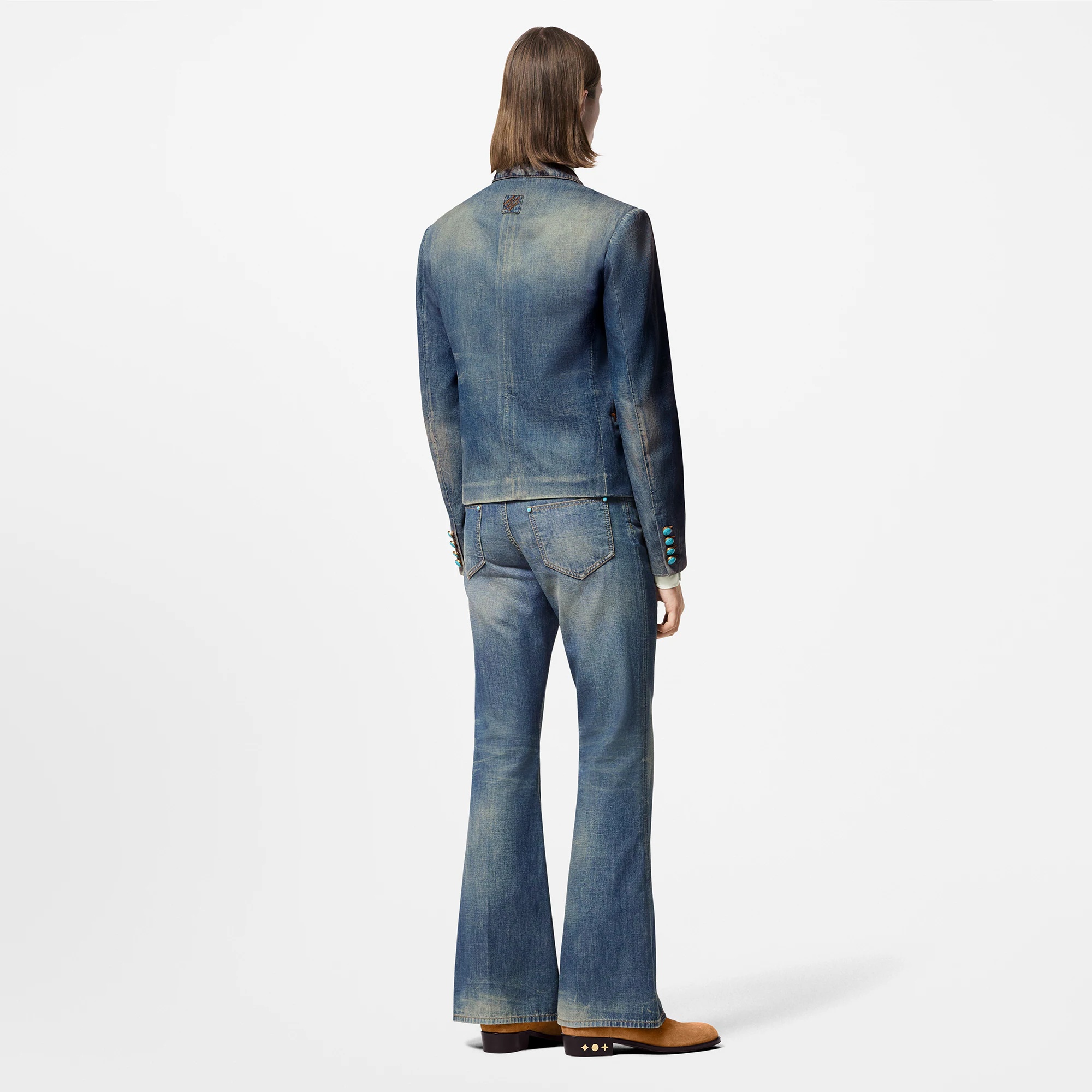 Embroidered Double-Breasted Cotton Chambray Jacket - 3