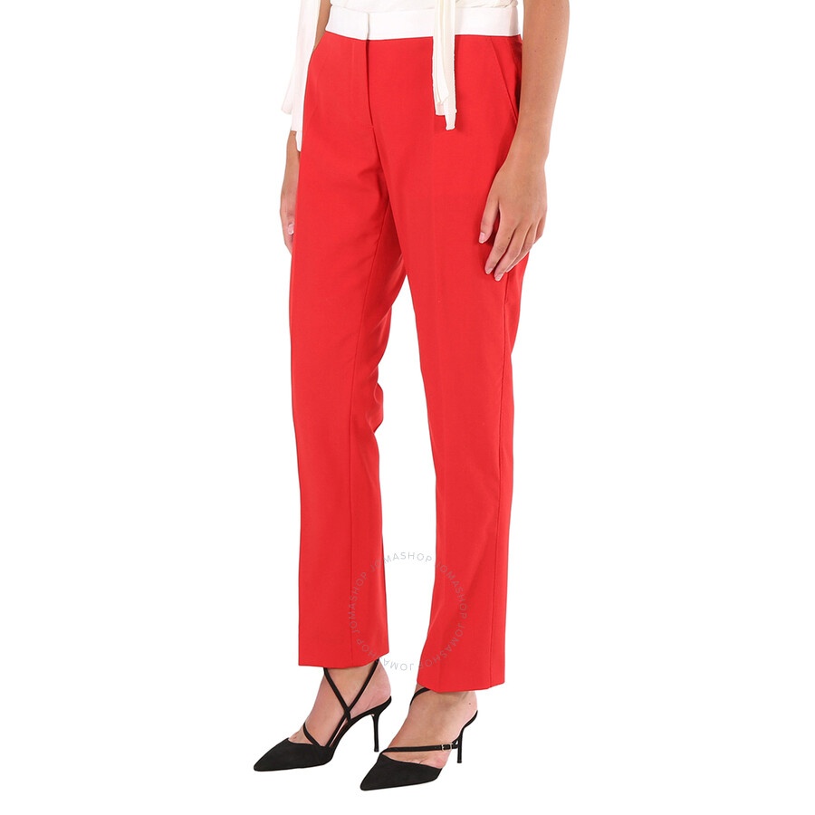 Burberry Ladies Bright Red Hanover Two-tone Wool Tailored Trousers - 3