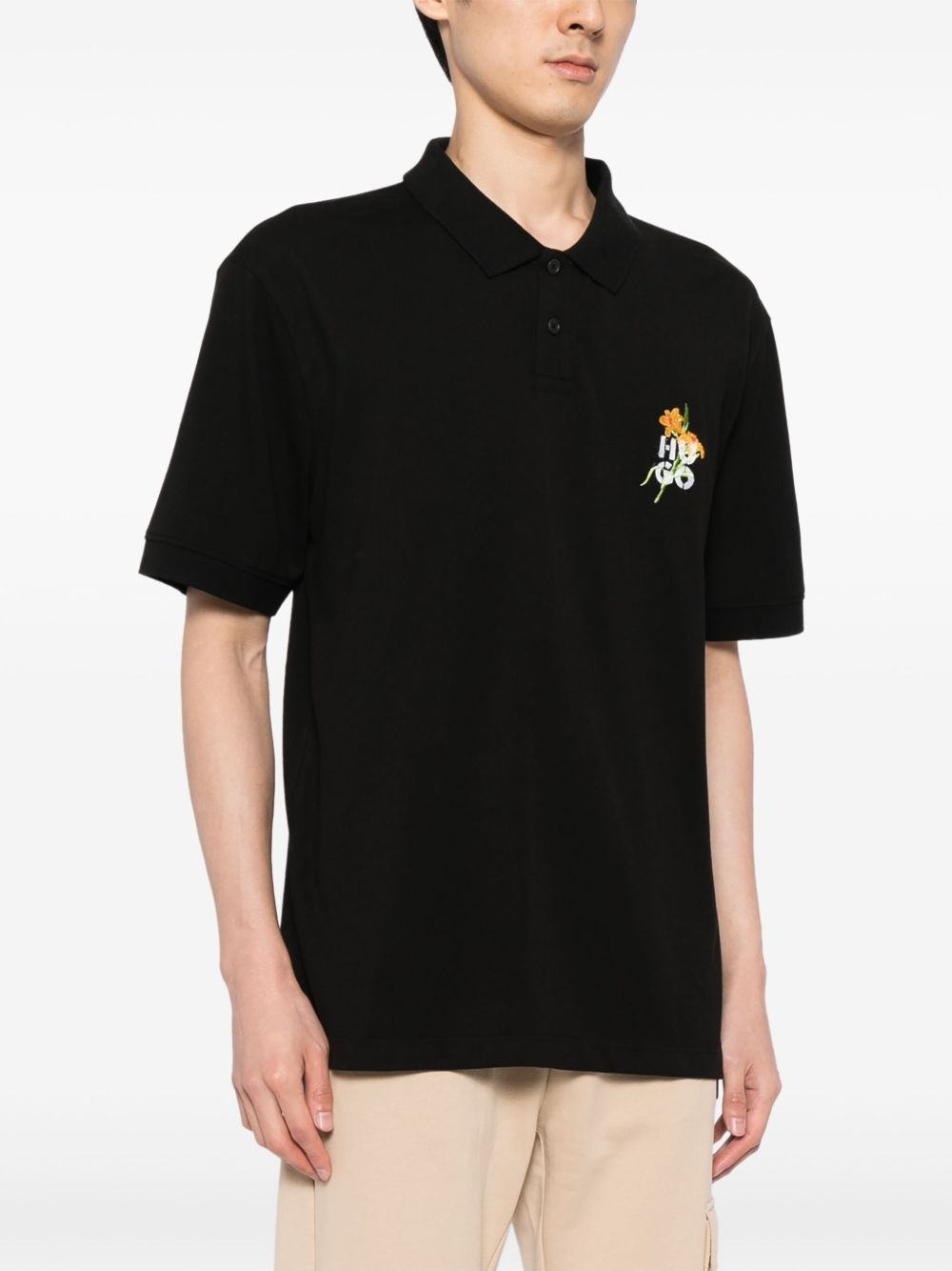 logo-artwork cotton-piqué polo shirt - 3