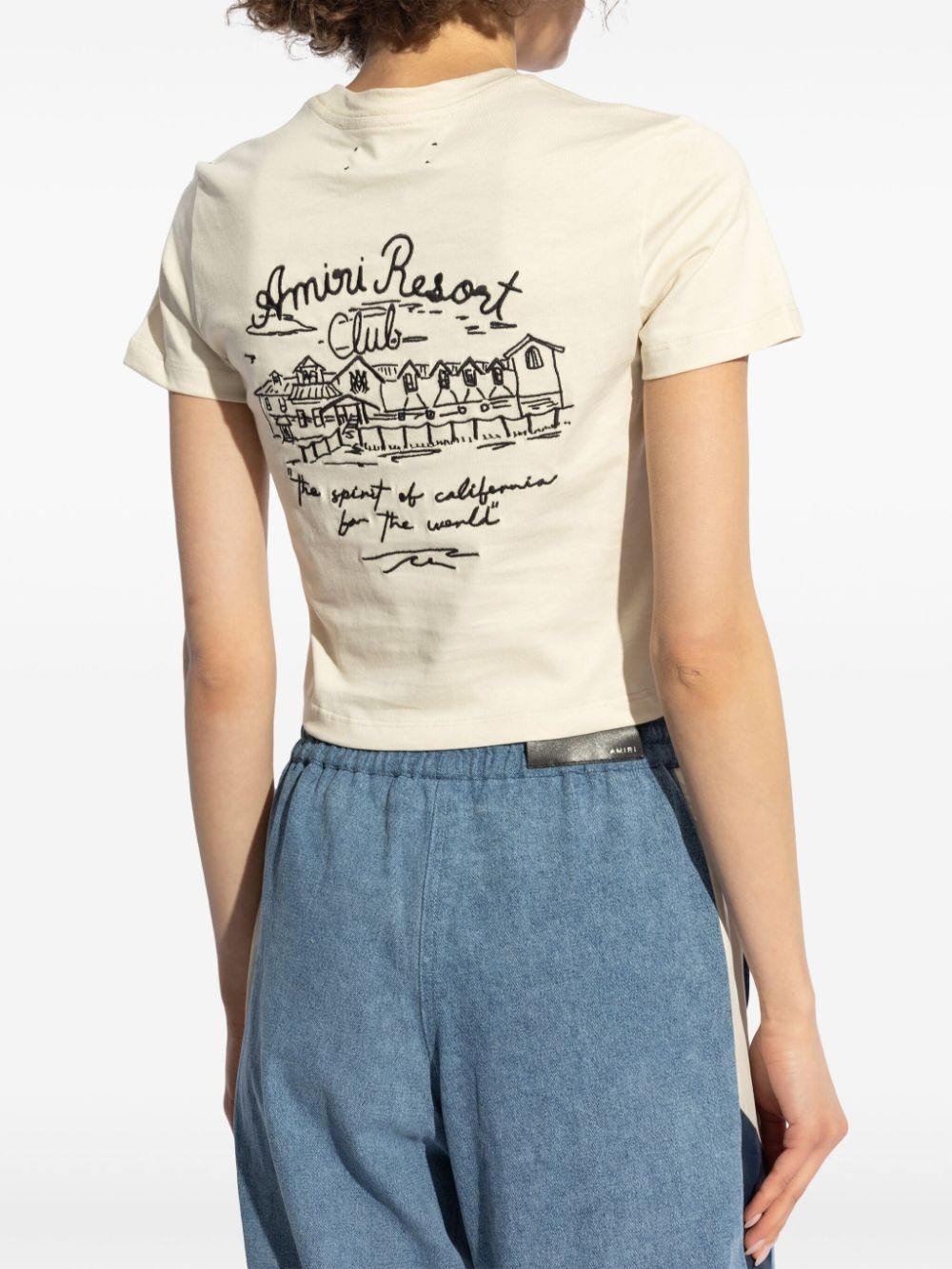 embroidered logo cotton crop top - 4