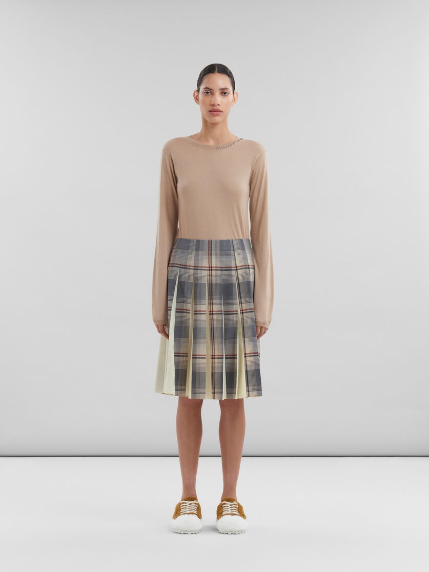 スカート Marni Pleated Virgin Wool Skirt Marni GREY CHECKED WOOL SKIRT WITH PLEATS | REVERSIBLE