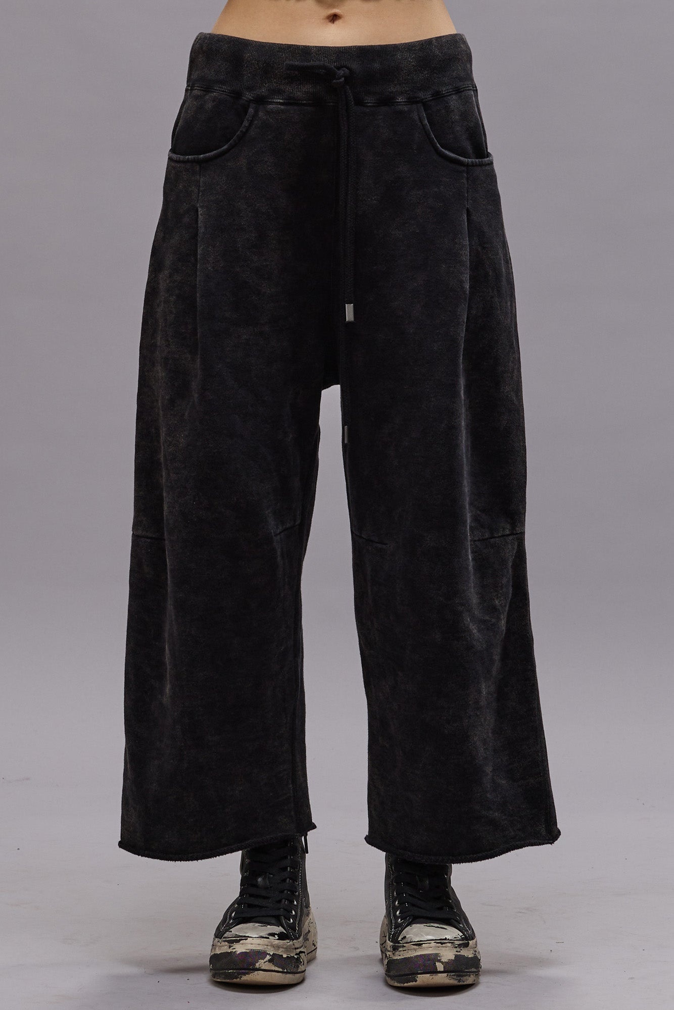 CROPPED PLEATED SWEATPANT - ACID BLACK - R13 - 4