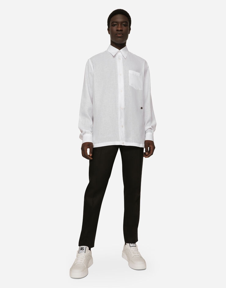 Linen pants with logo label - 5