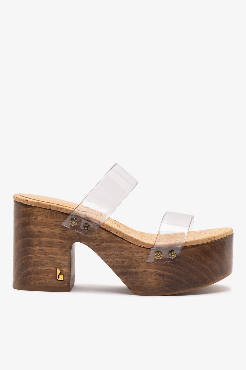 Miso Clear Platform Sandal In Clear Vinyl and Natural Cork 1