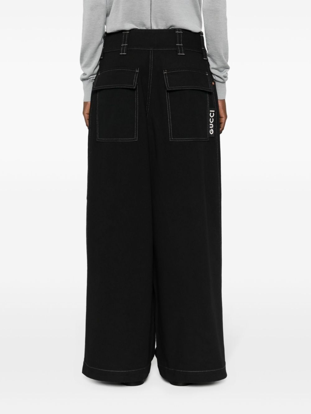 logo-tag oversized cotton wide-leg jeans - 4