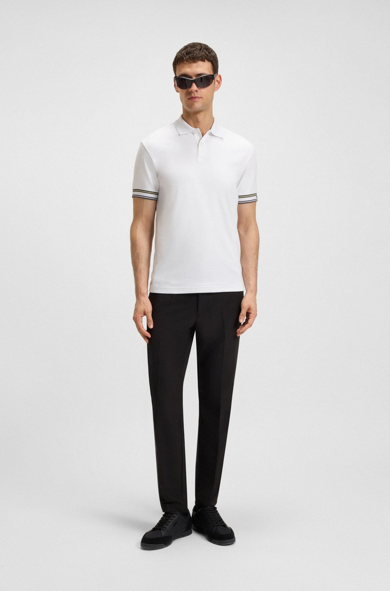 BOSS SLIM-FIT POLO SHIRT IN COTTON WITH STRIPED COLLAR outlook